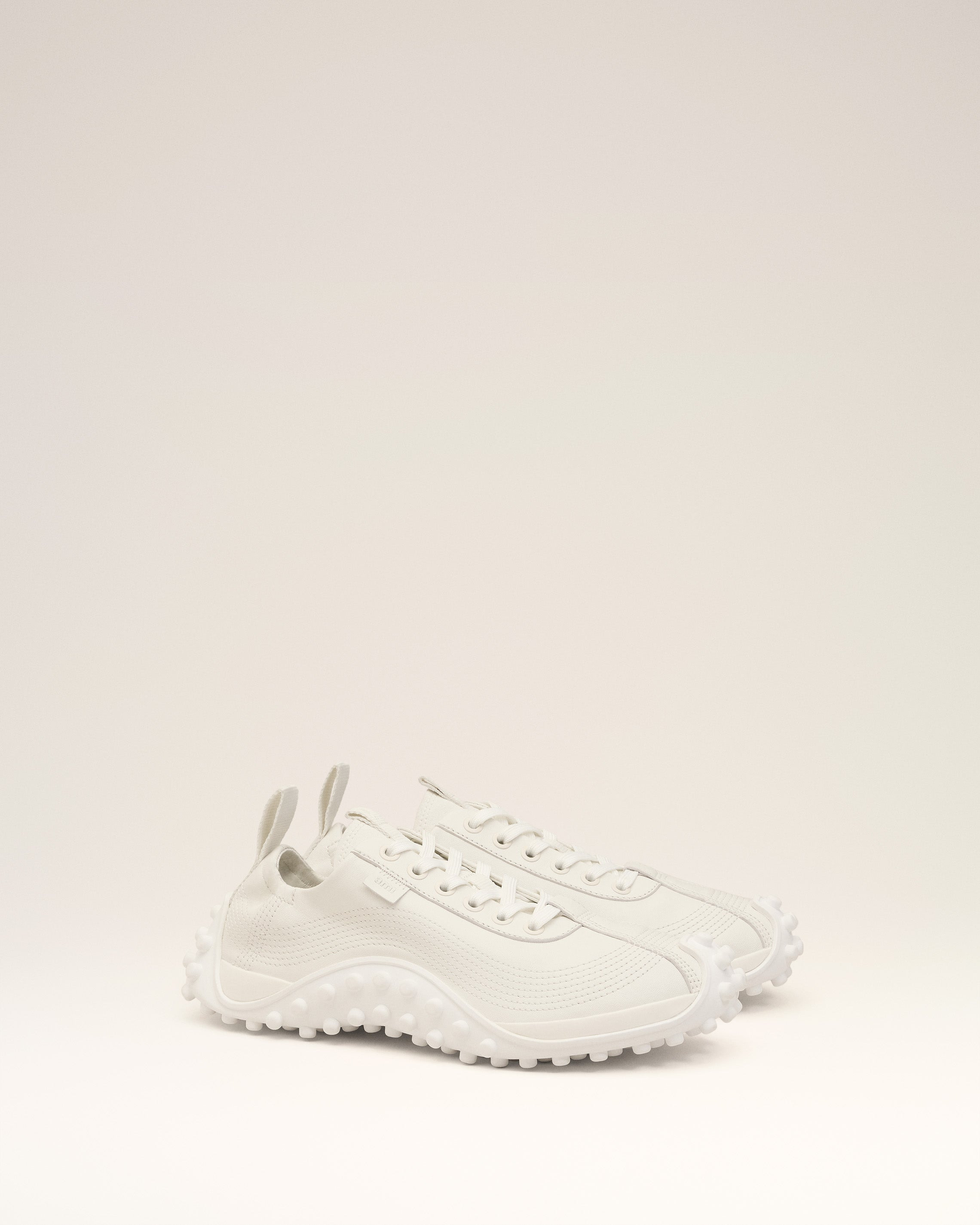 WHITE SMOOTH LEATHER LOW TOP MIRAGE SNEAKERS - 3