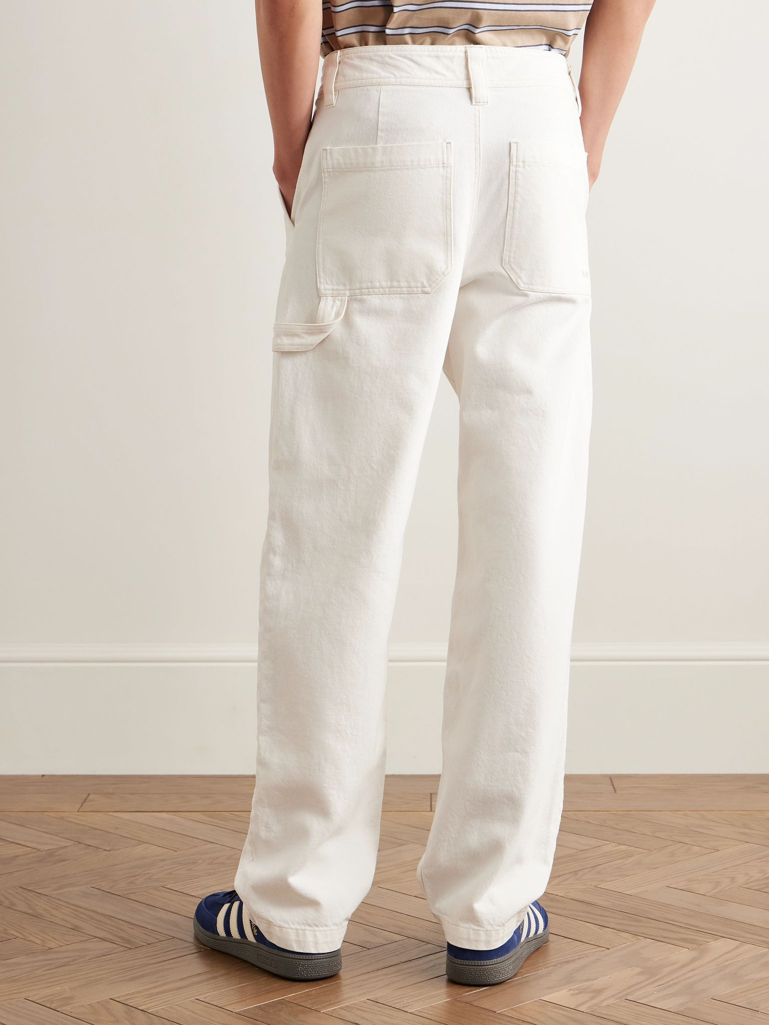Gustav Straight-Leg Organic Cotton-Twill Trousers Off-white - 4