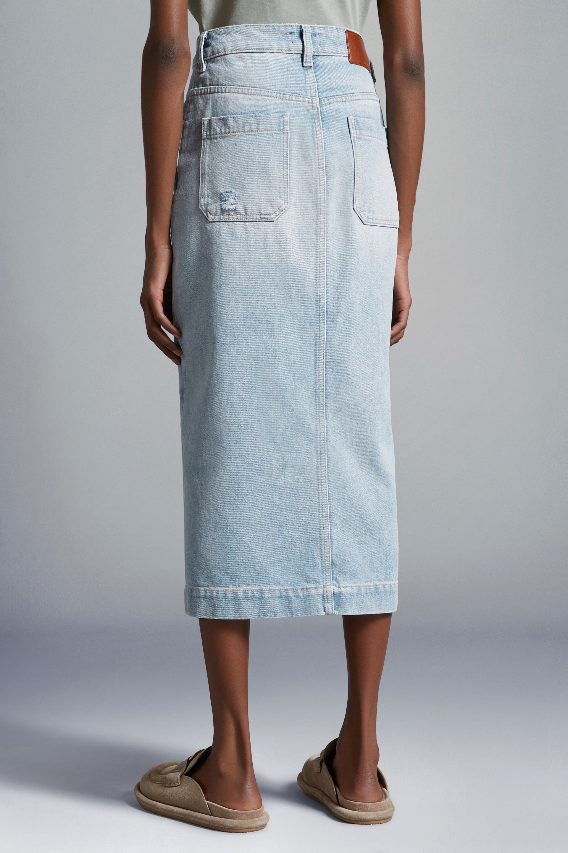 Denim Midi Skirt - 5