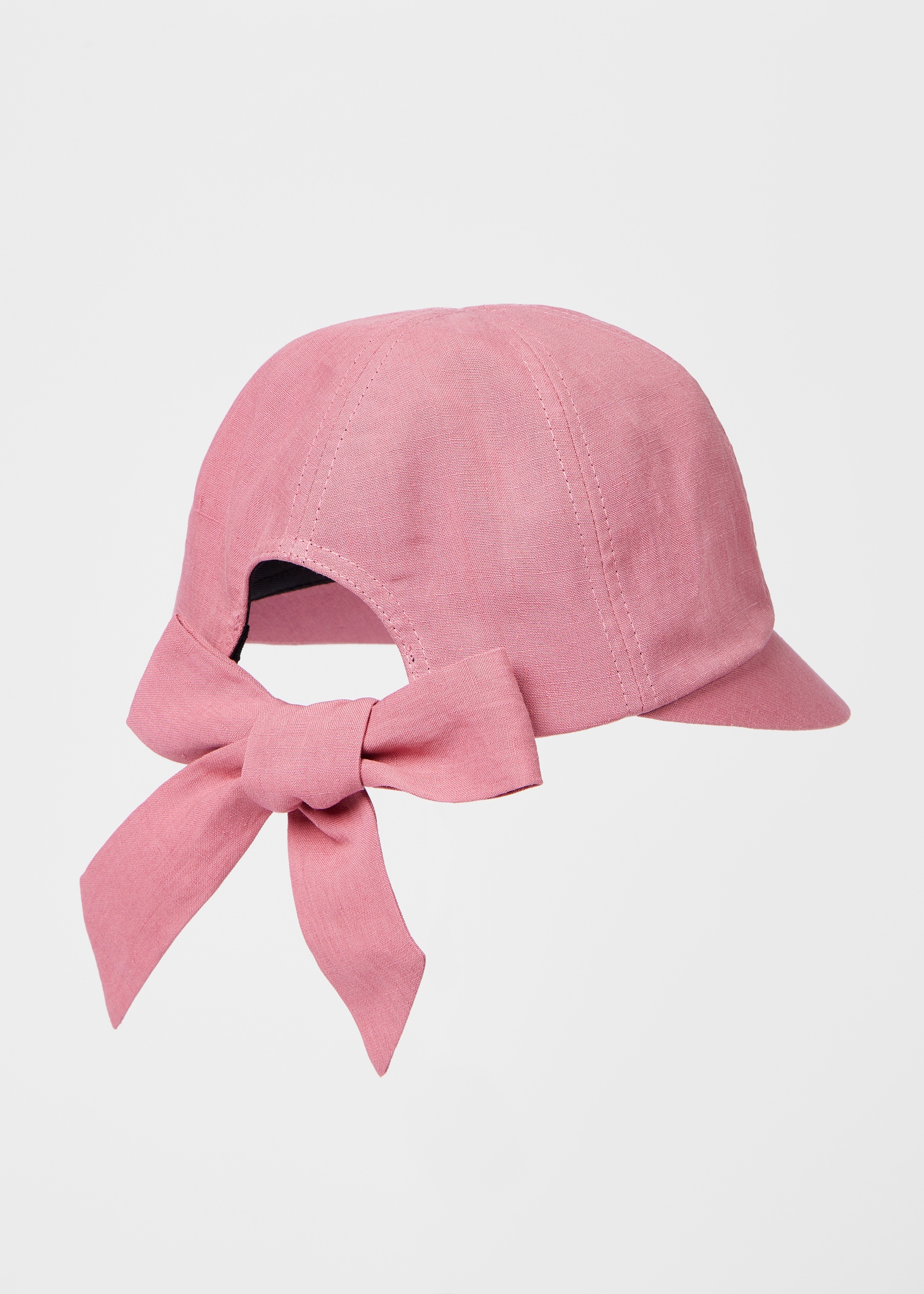 Women's Pink Linen Bow Cap - 2