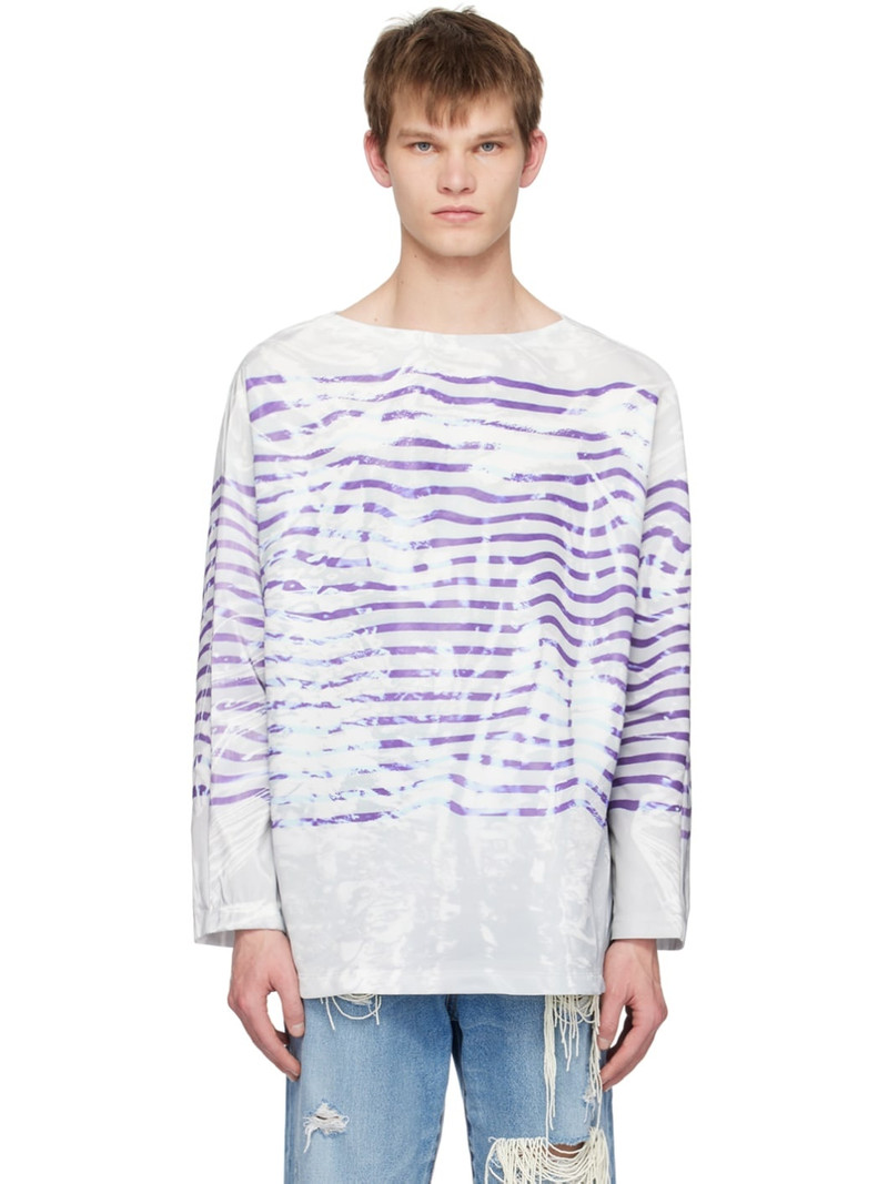 Gray & Purple Mirage Basque Long Sleeve T-Shirt - 1