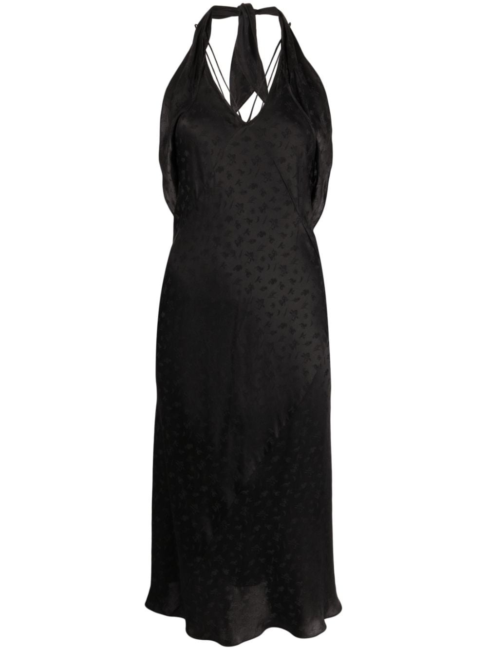 cheetah-print halterneck midi dress - 1