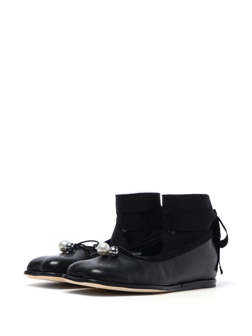 bow-embellished leather ballerina shoes - 2