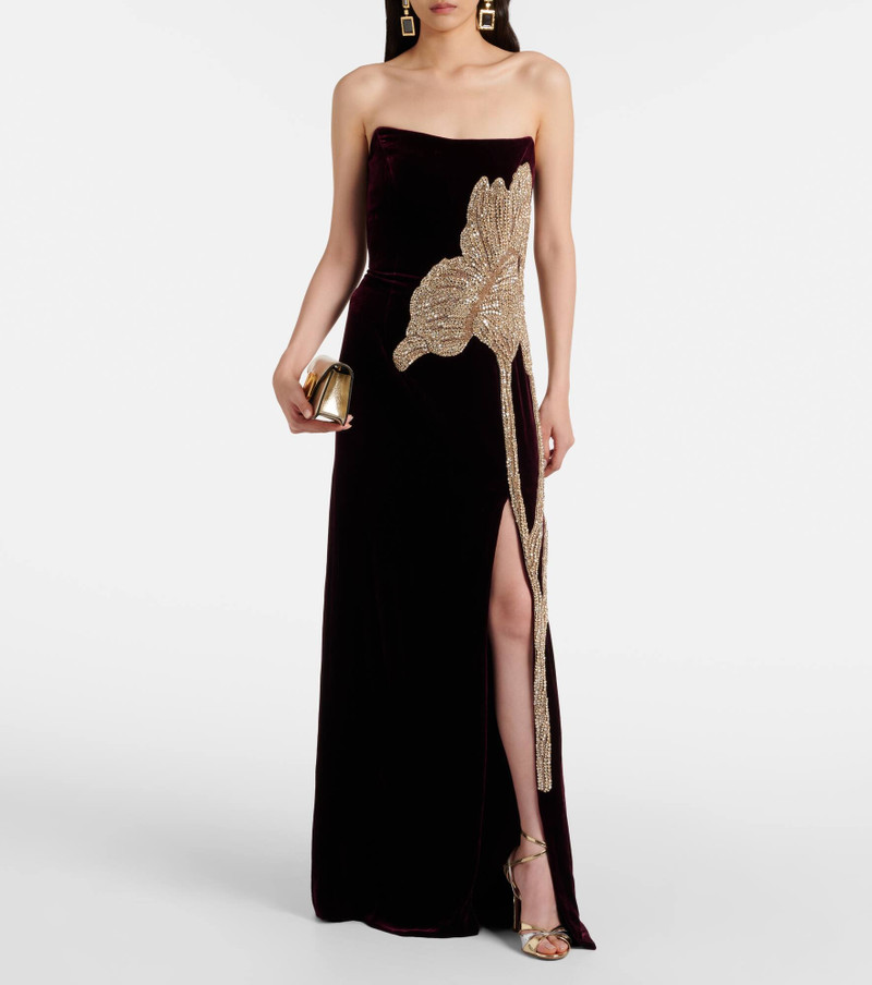 COSTARELLOS Crystal-embellished velvet gown outlook