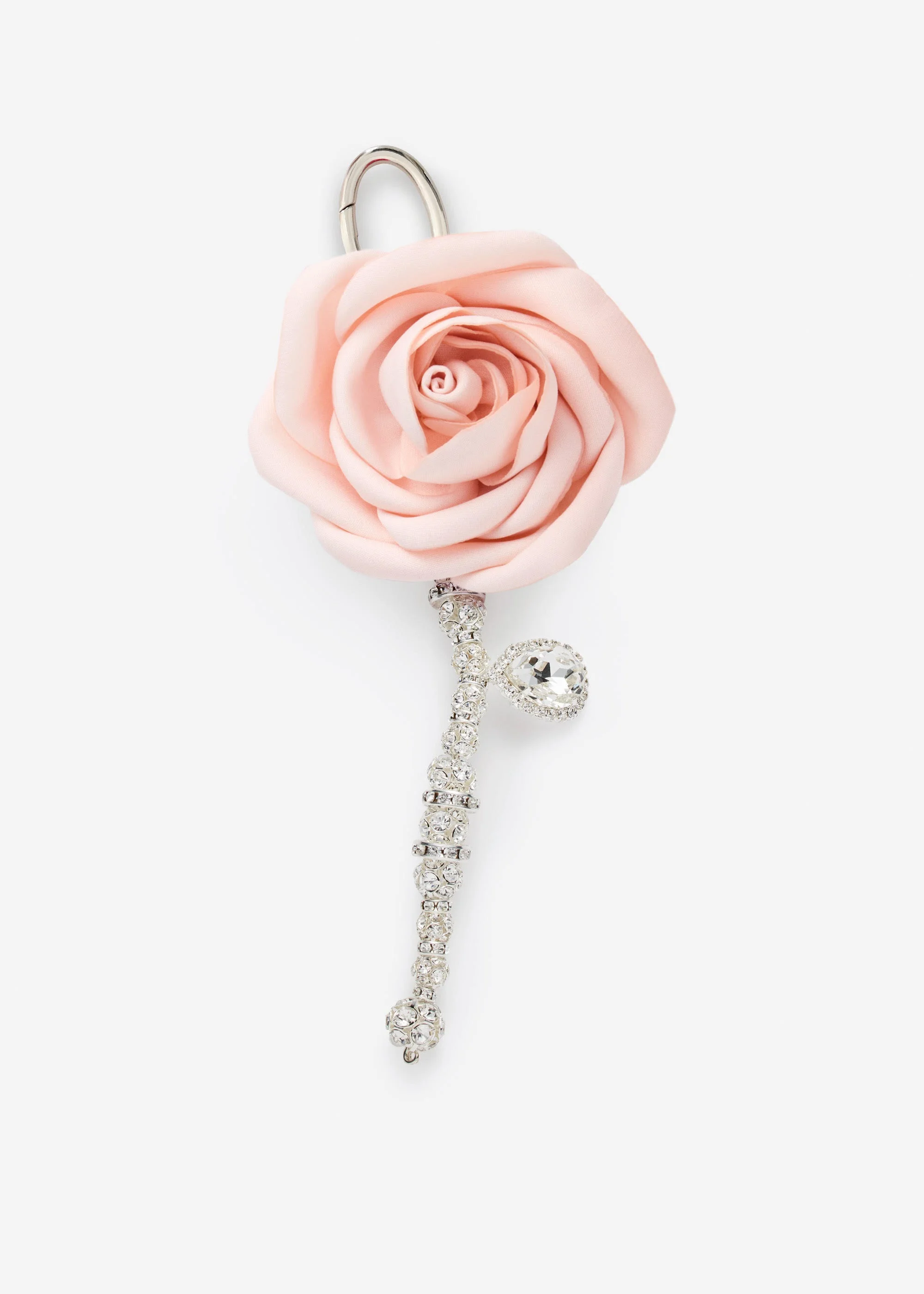 Velvet rose keychain in pink - 1