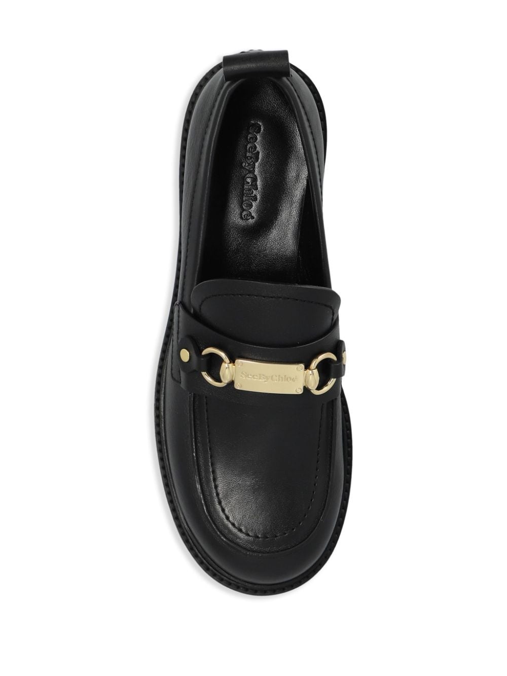 logo-engraved leather loafers - 4