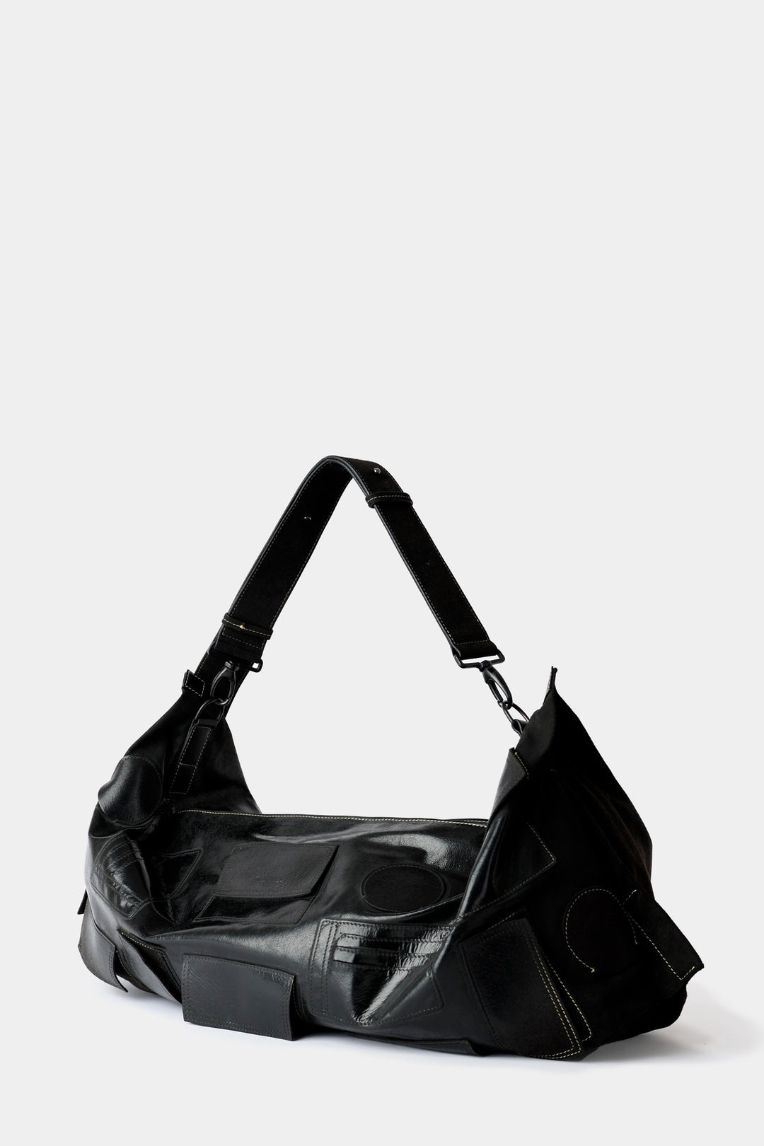 Sunnei crinkled-leather shoulder bag - Black