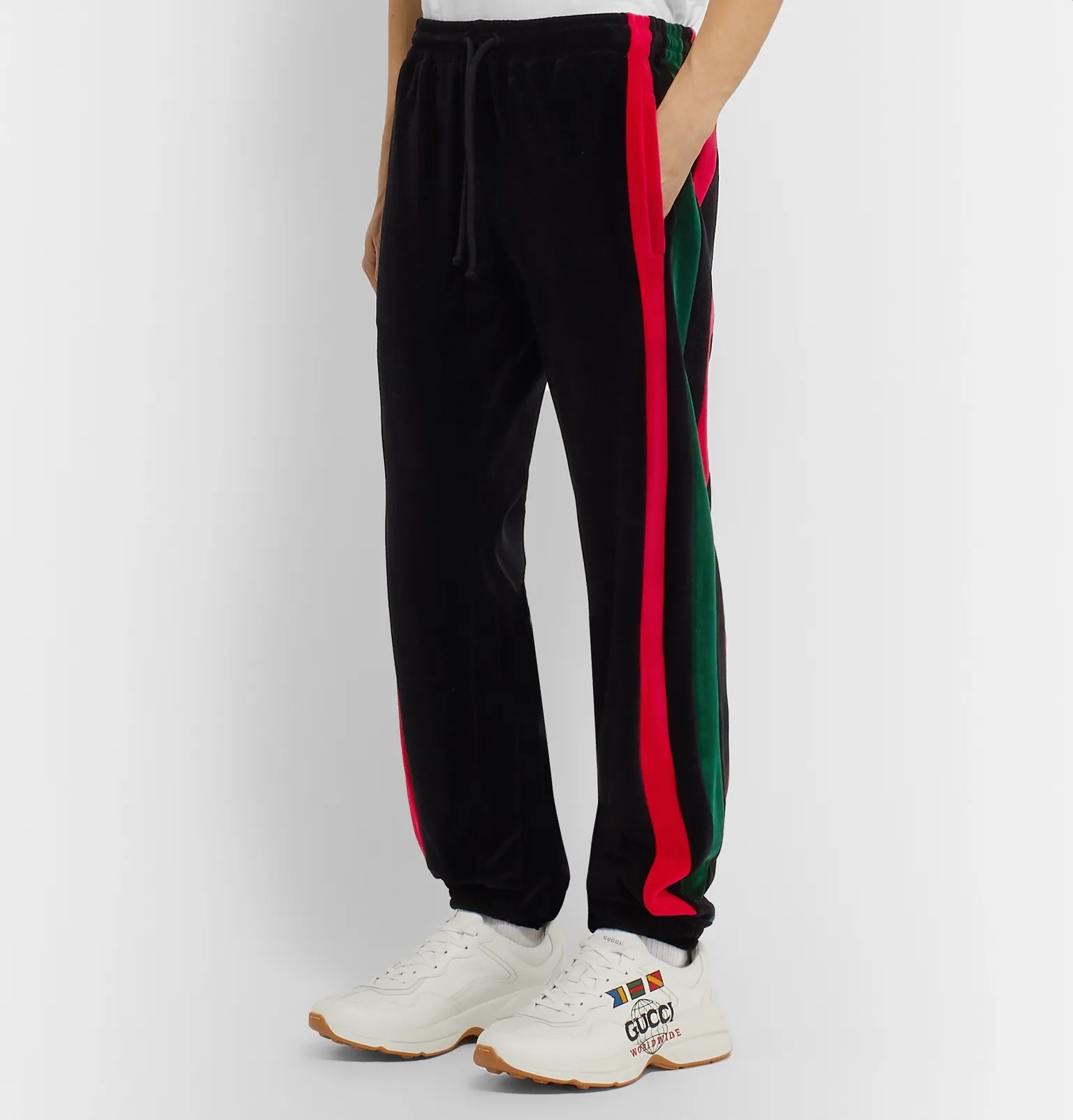 Tapered Striped Cotton-Blend Velour Sweatpants - 4