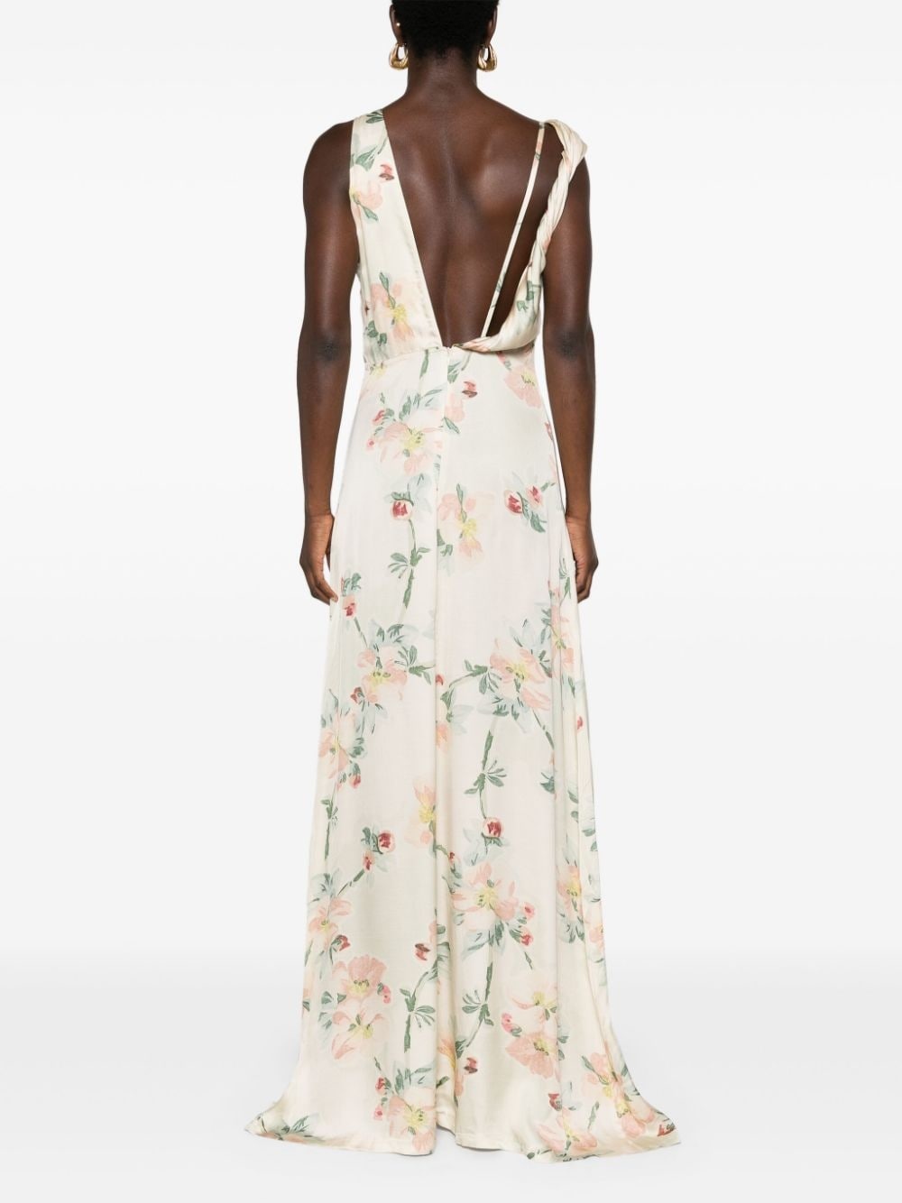 floral-print satin maxi dress - 4