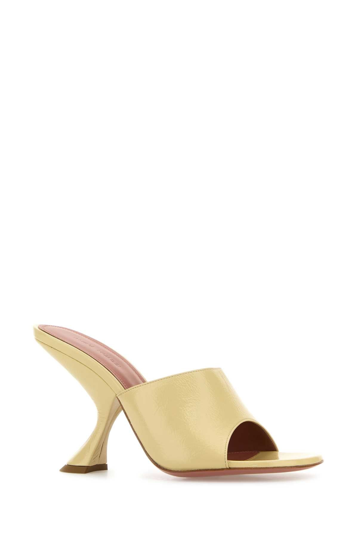 Amina Muaddi Women Pastel Yellow Leather Taylor Mules - 2