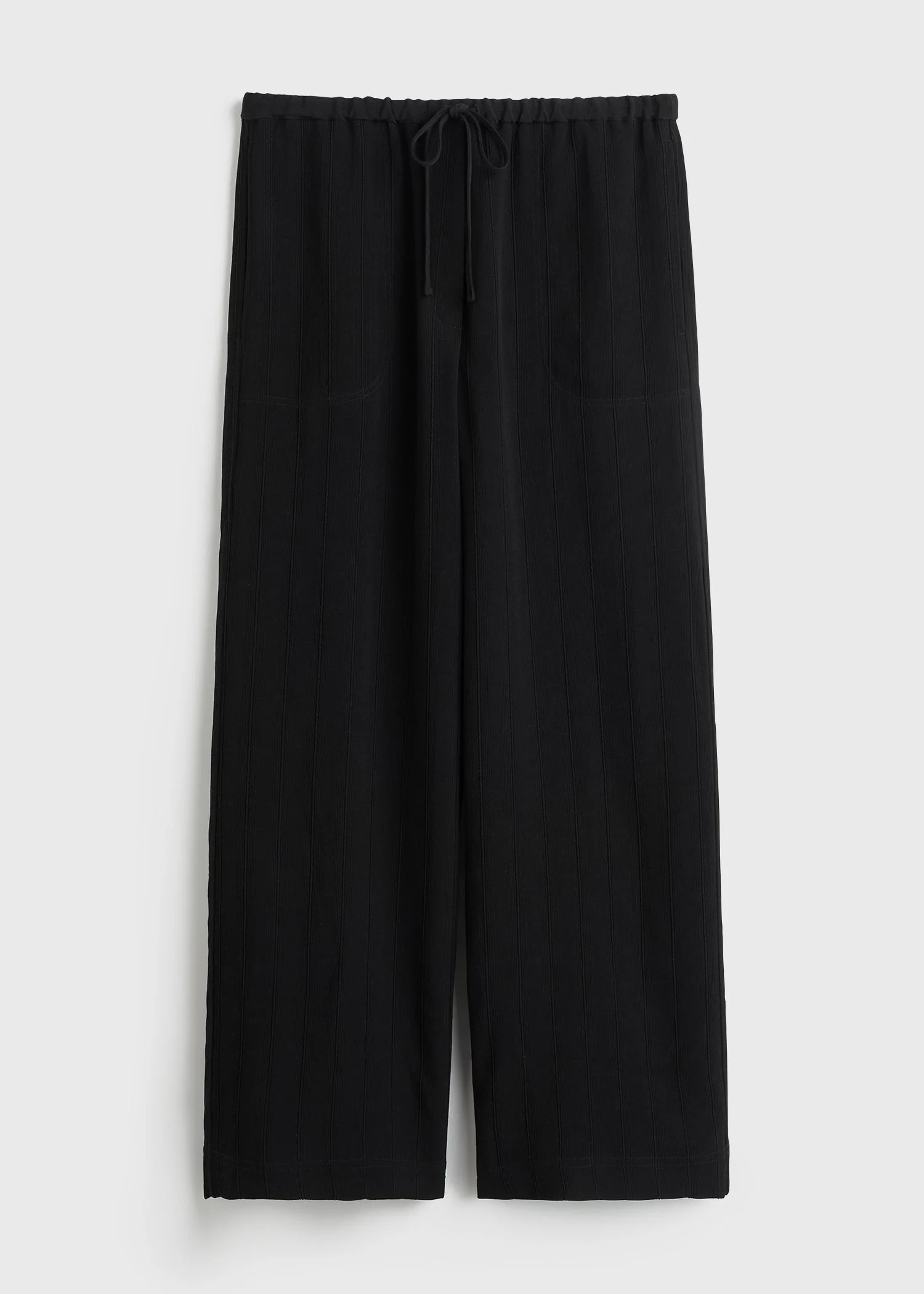 Woven stripe drawstring trousers black - 1