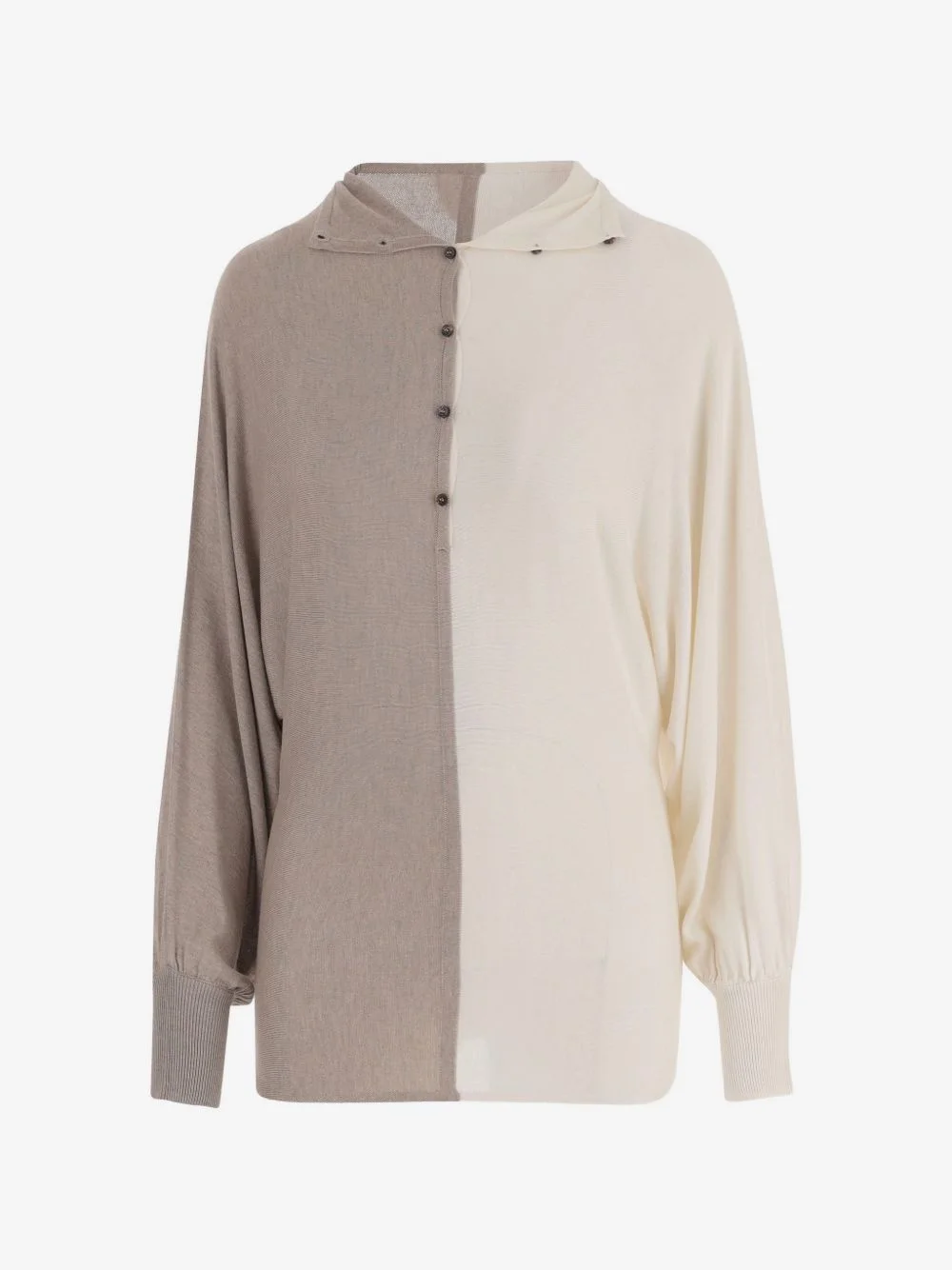 two-tone draped top - 1