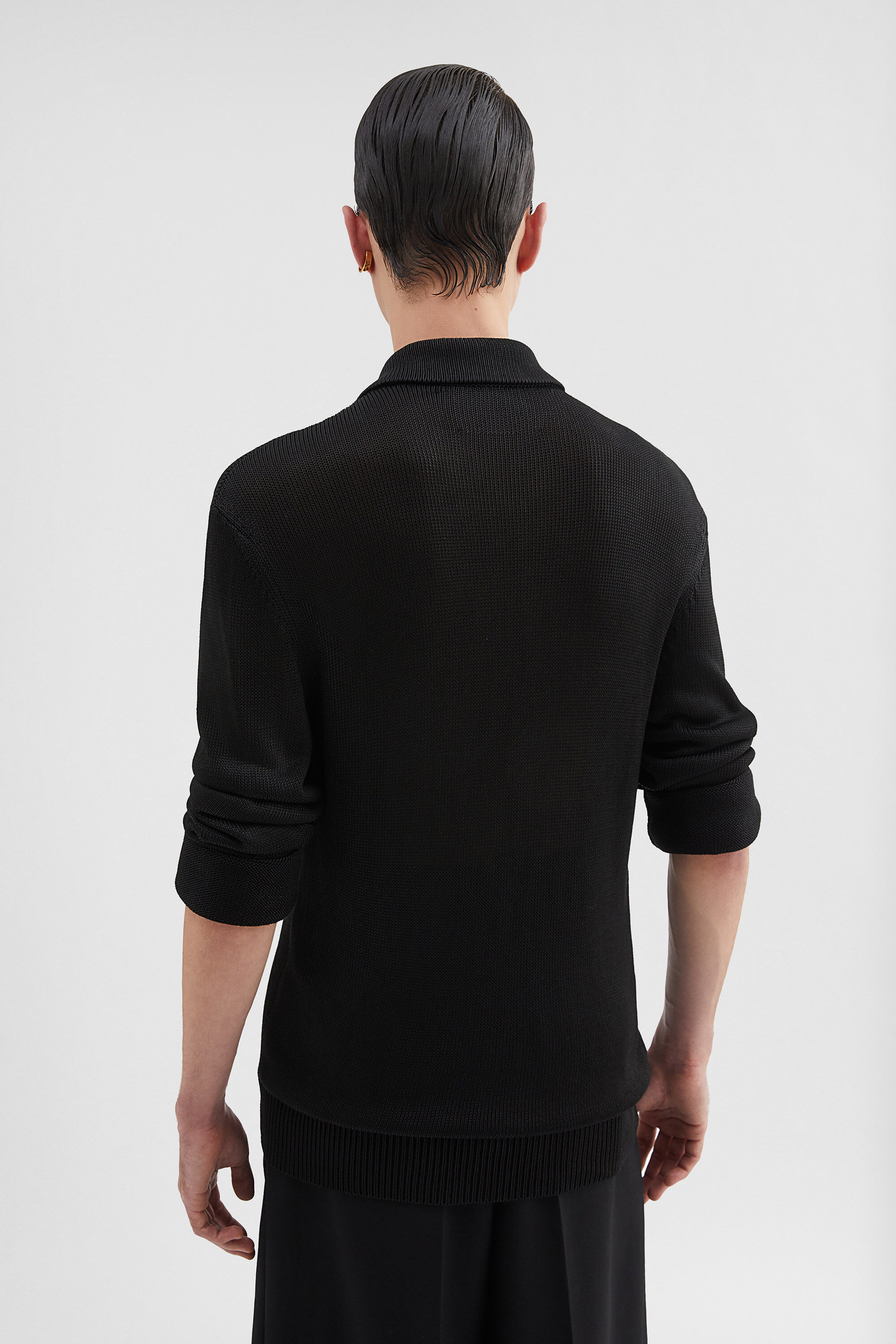 Cotton Blend Polo Cardigan - 4