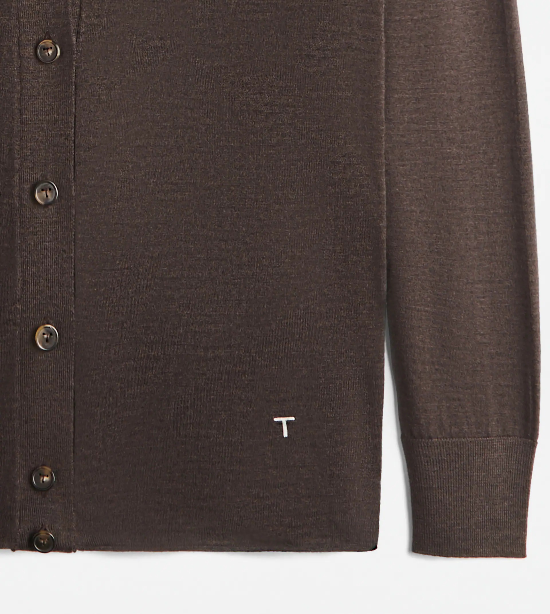 DOUBLE COLLAR SILK BLEND CARDIGAN - BROWN - 9