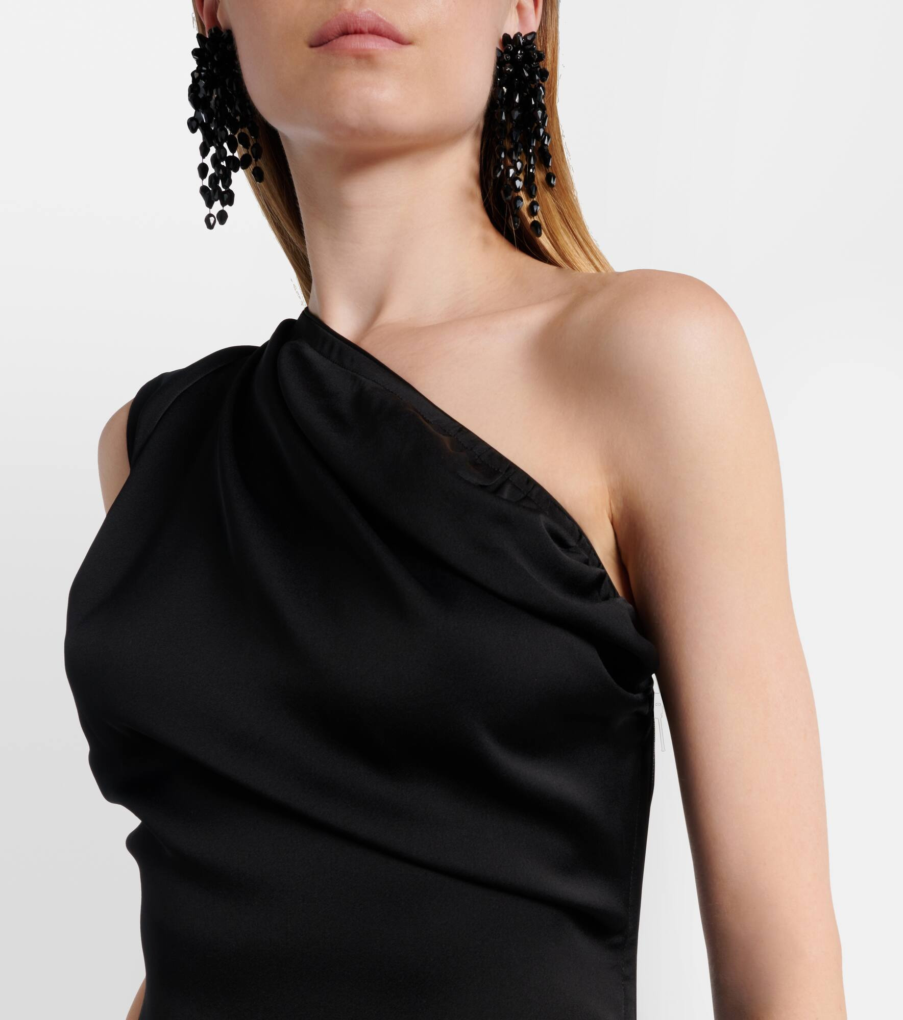 Andreas draped one-shoulder satin gown - 4