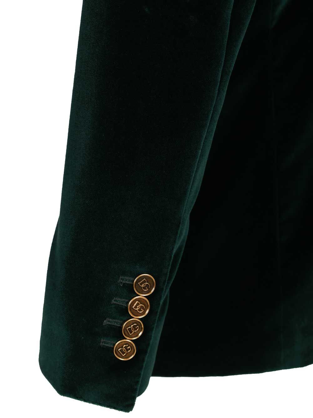 Double-Breasted Velvet Blazer Jackets Green - 5