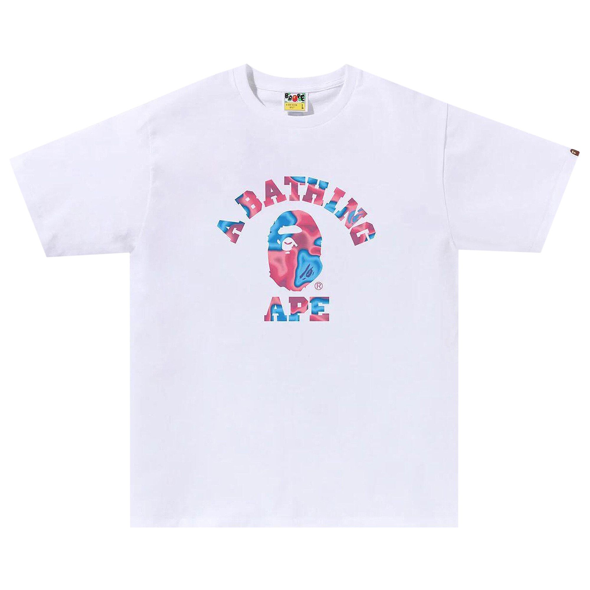 BAPE Liquid Camo College Tee 'White/Pink' - 1