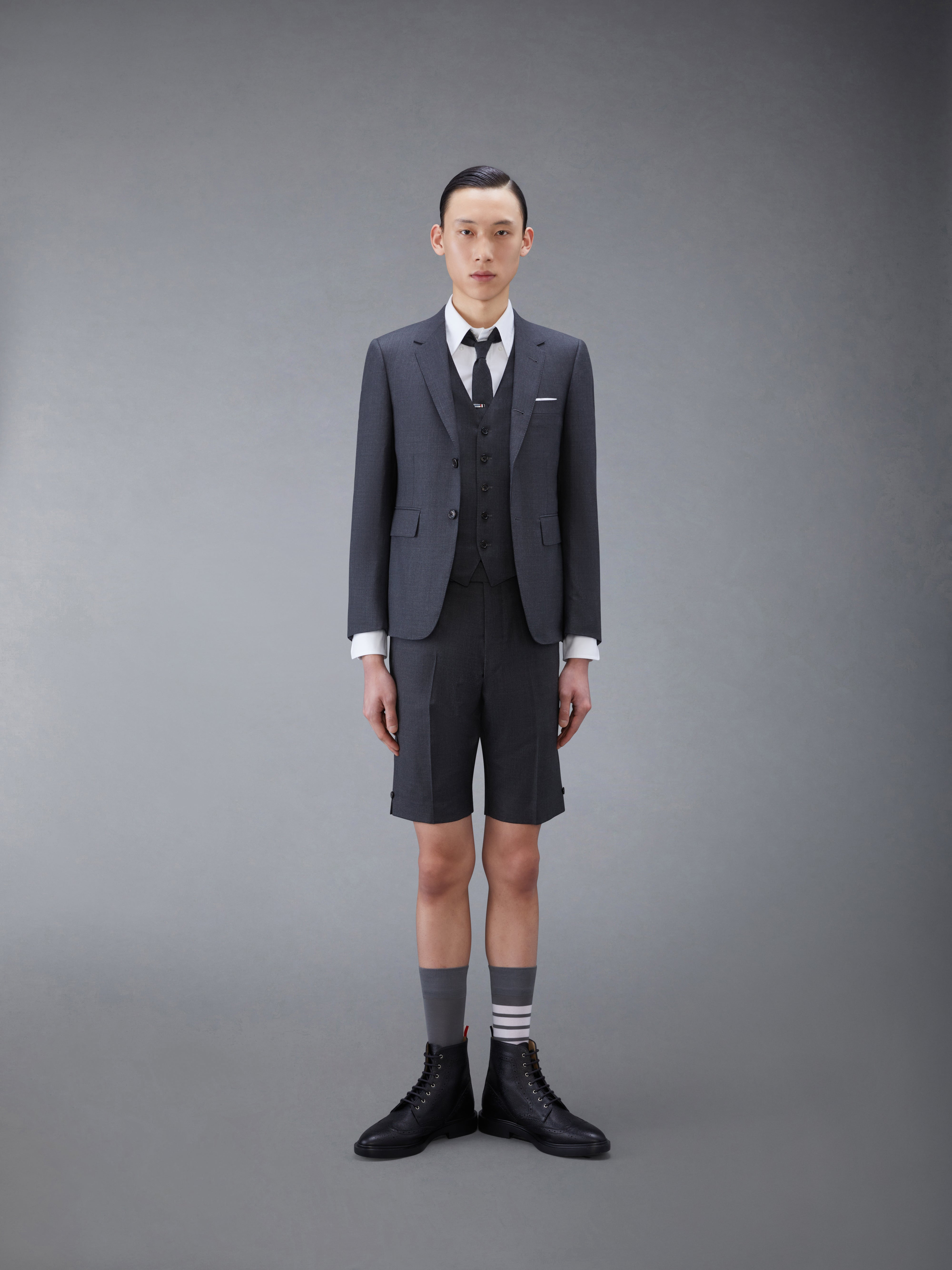 Dark Grey Super 120's Wool Twill Classic Suit and Tie - 3