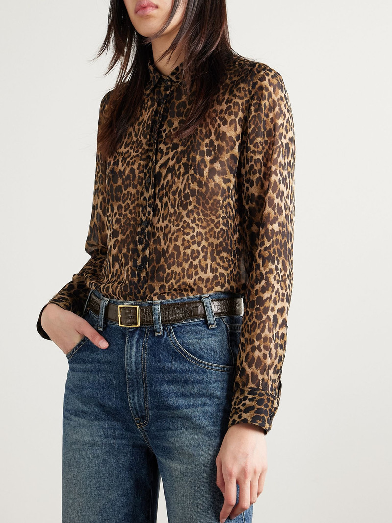 NILI LOTAN Gabriele croc-effect leather belt Dark brown outlook