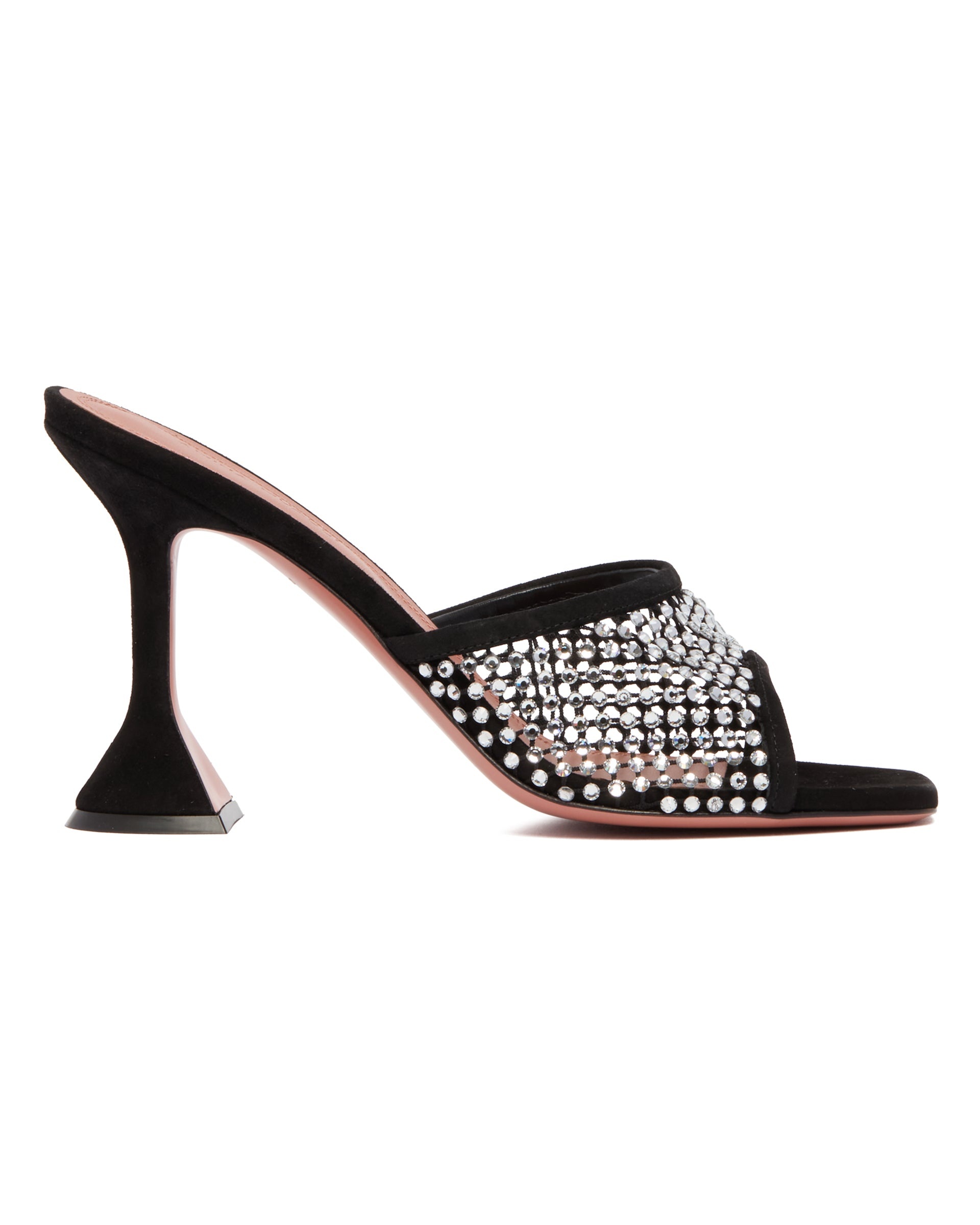 Black Lupita Net Mules with Crystals - 2