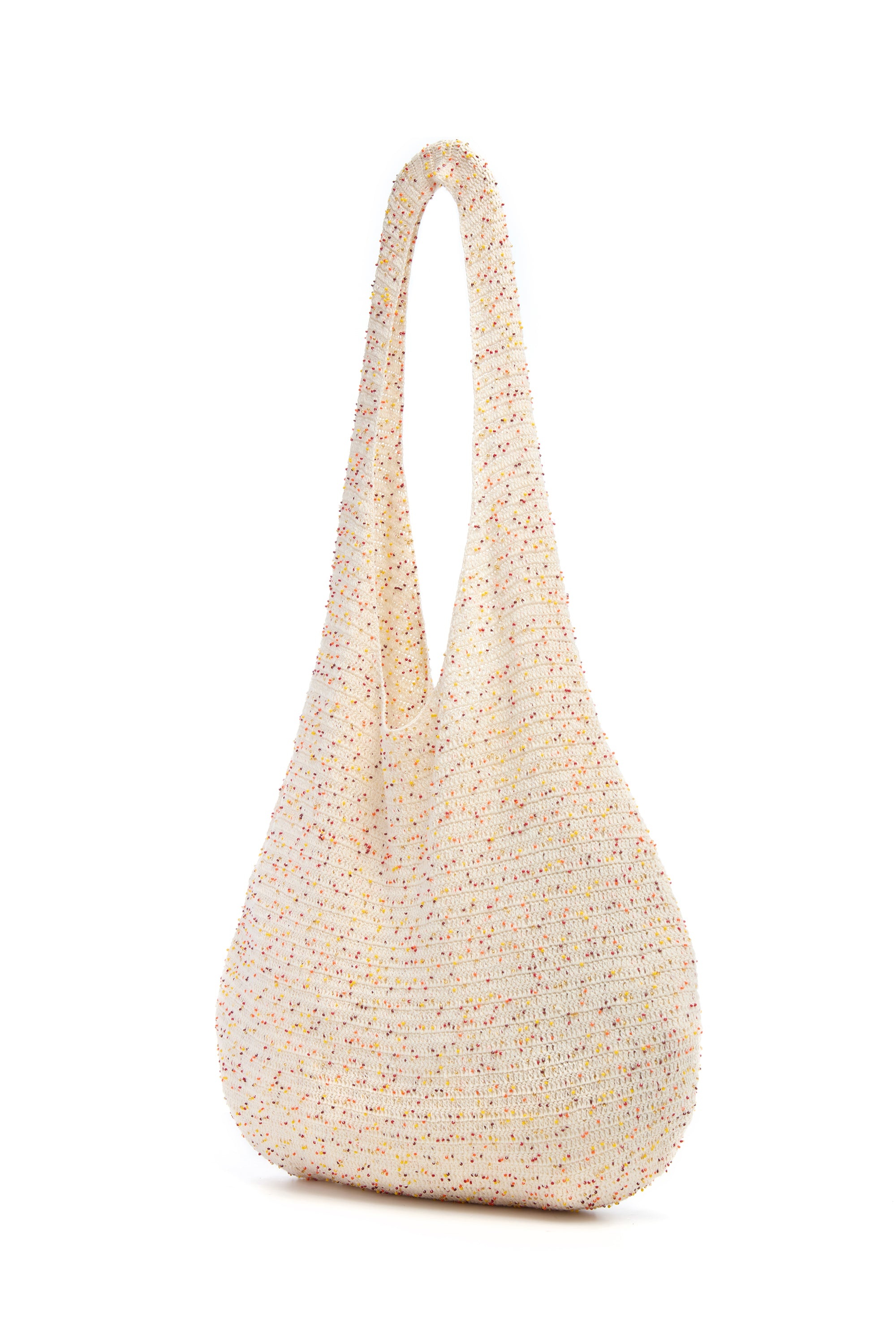 Hedone Knit Hobo Bag in Ivory Multi Beaded Cashmere - 2