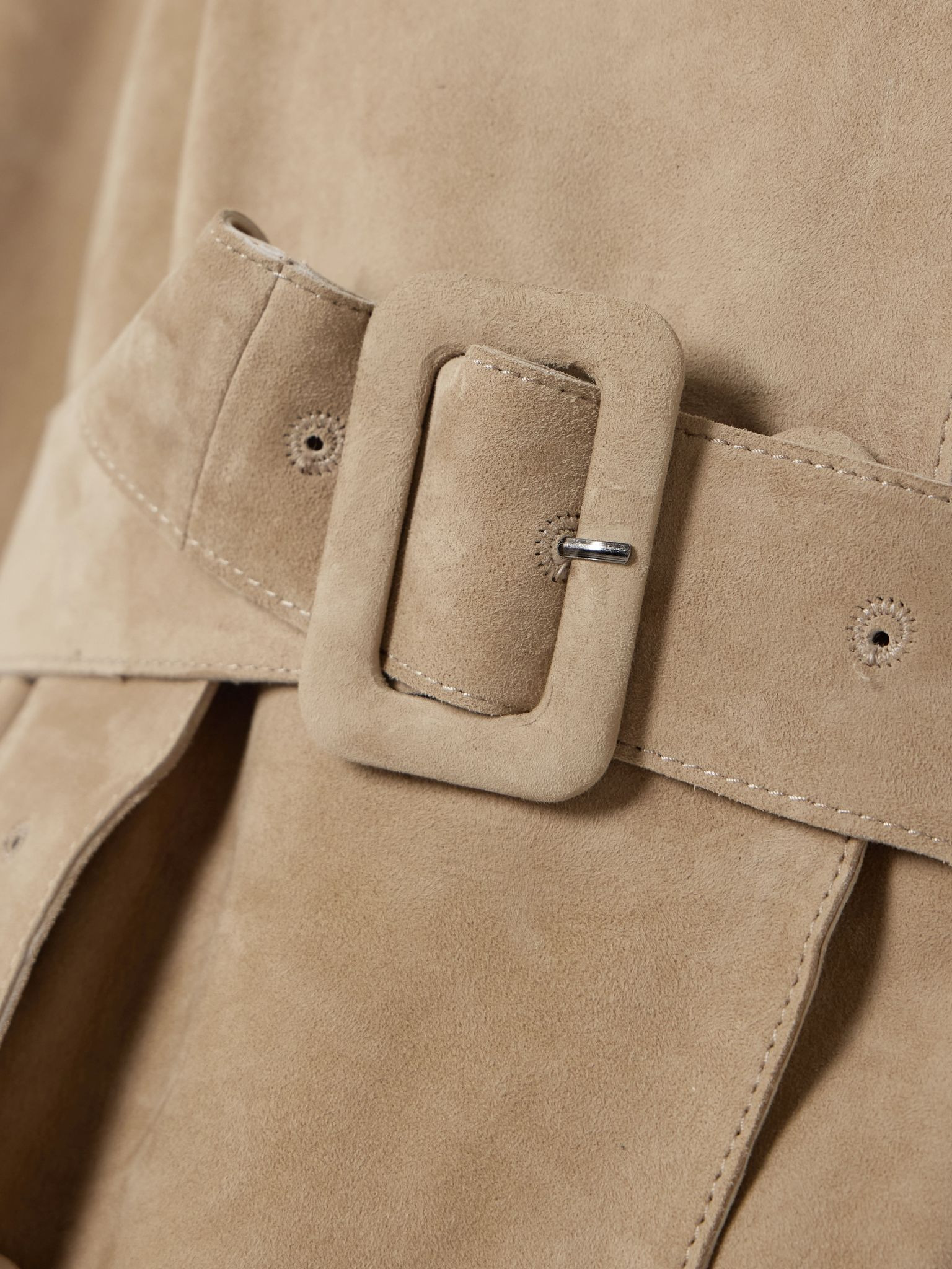 Tate belted suede trench coat Beige - 5