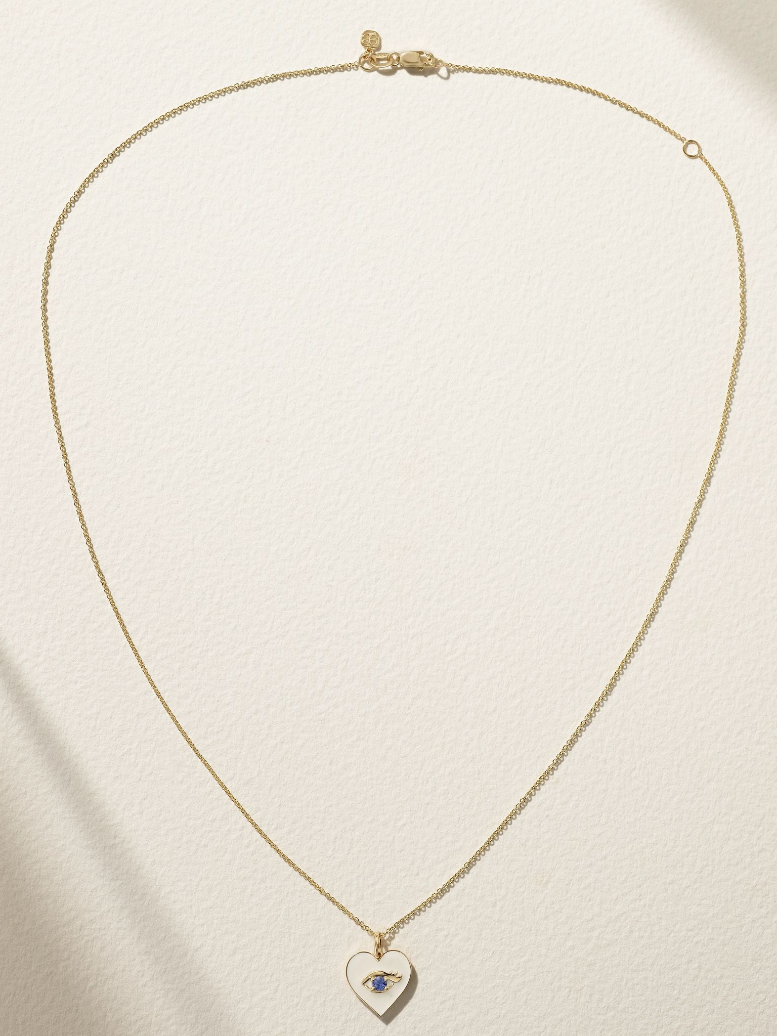 Chance Heart 14-karat gold, enamel and sapphire necklace Gold - 4