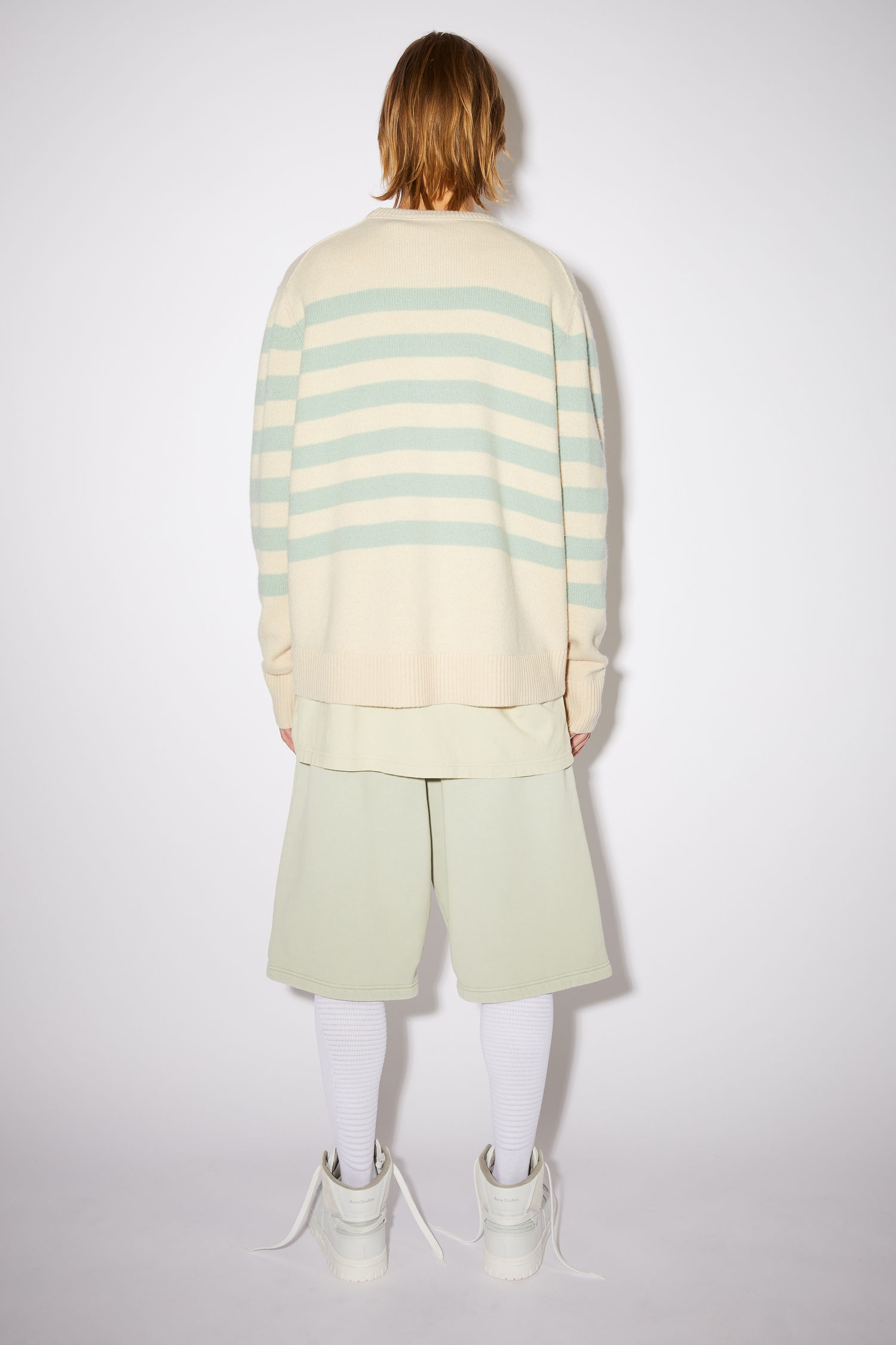 Striped Face sweater - Beige/green - 3