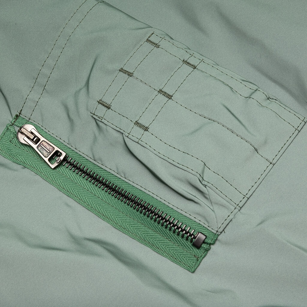 CLASSIC BOMBER W/ LEATHER PATCH - GREEN - 4