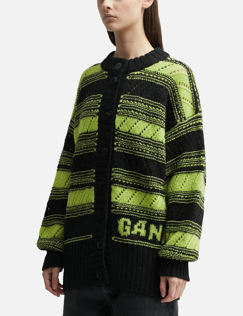 GANNI ORGANIC WOOL STRIPED CARDIGAN outlook