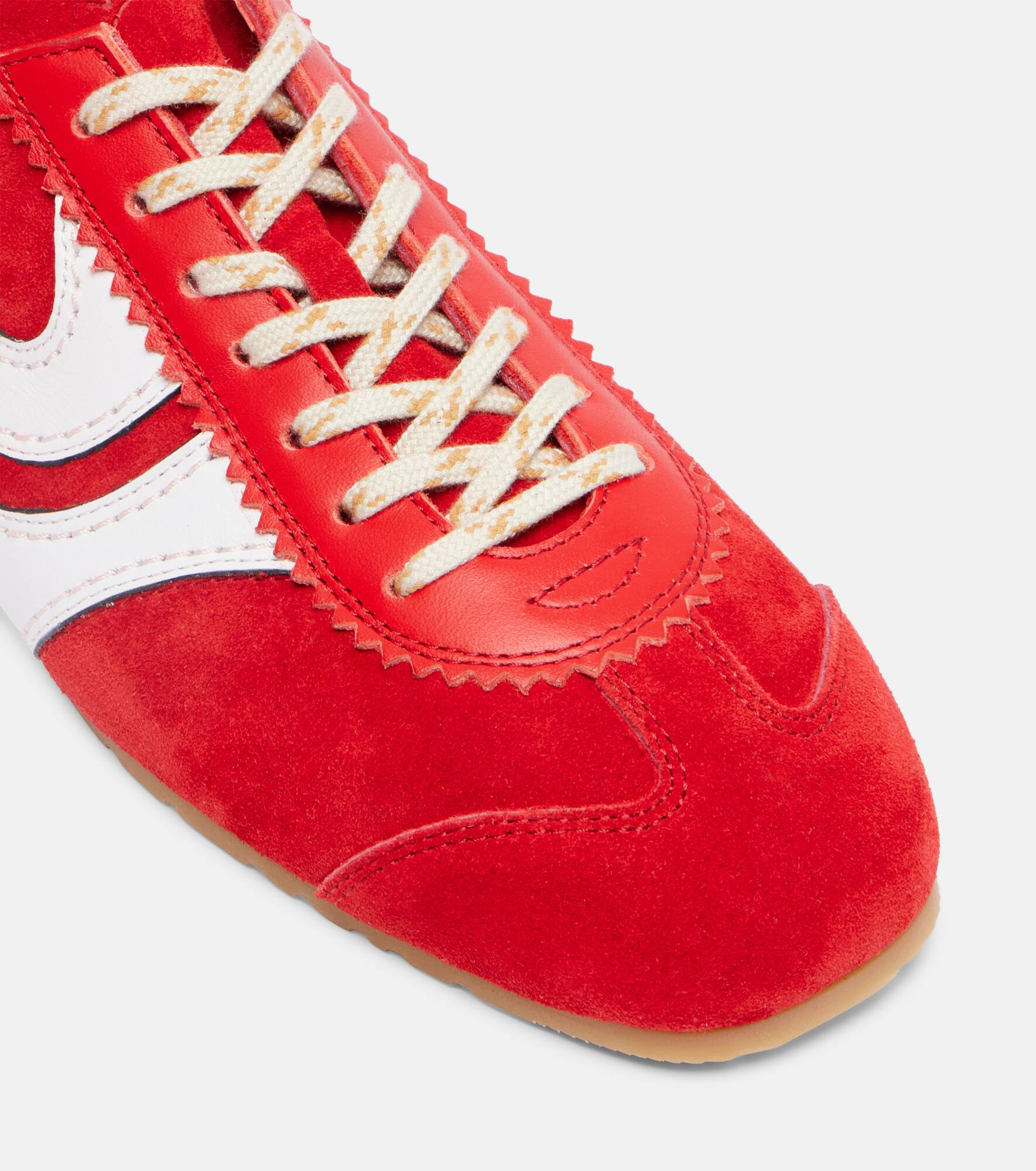 Leather-trimmed suede sneakers - 5