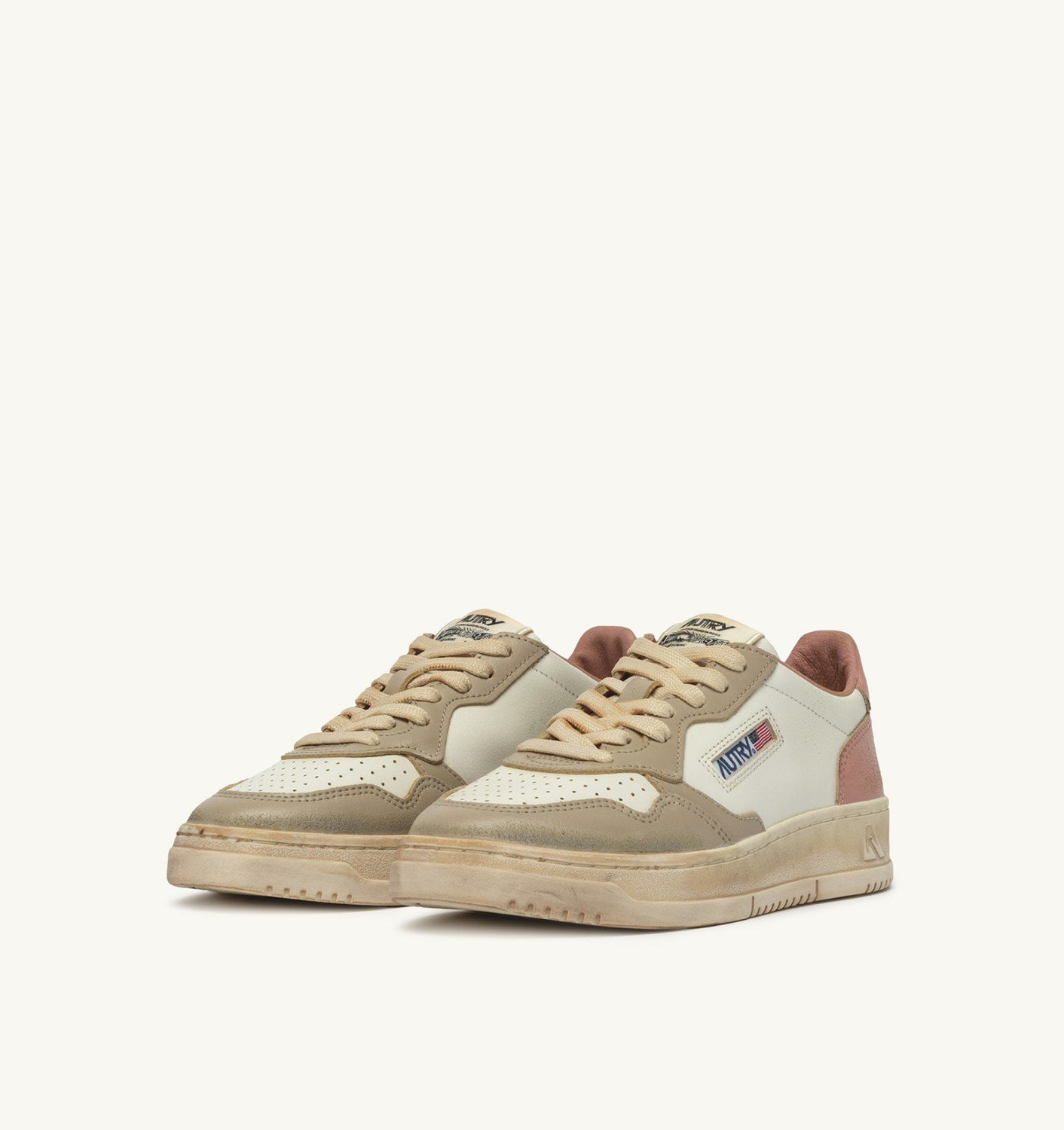 MEDALIST LOW SNEAKERS SUPER VINTAGE IN WHITE CAMEO BROWN AND SAFARI LEATHER - 2