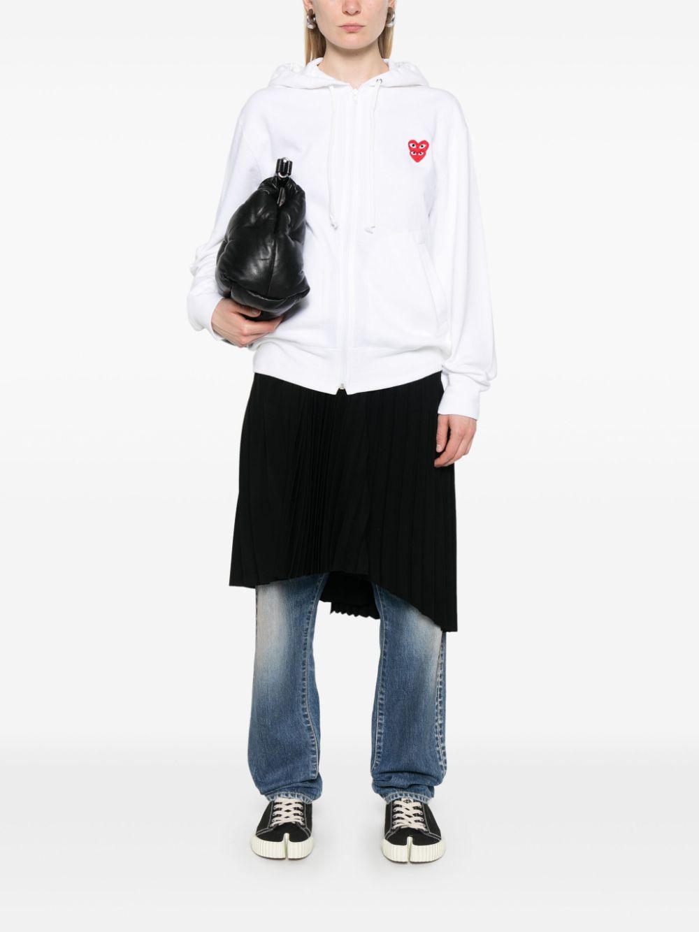 heart-patch zipped hoodie - 3