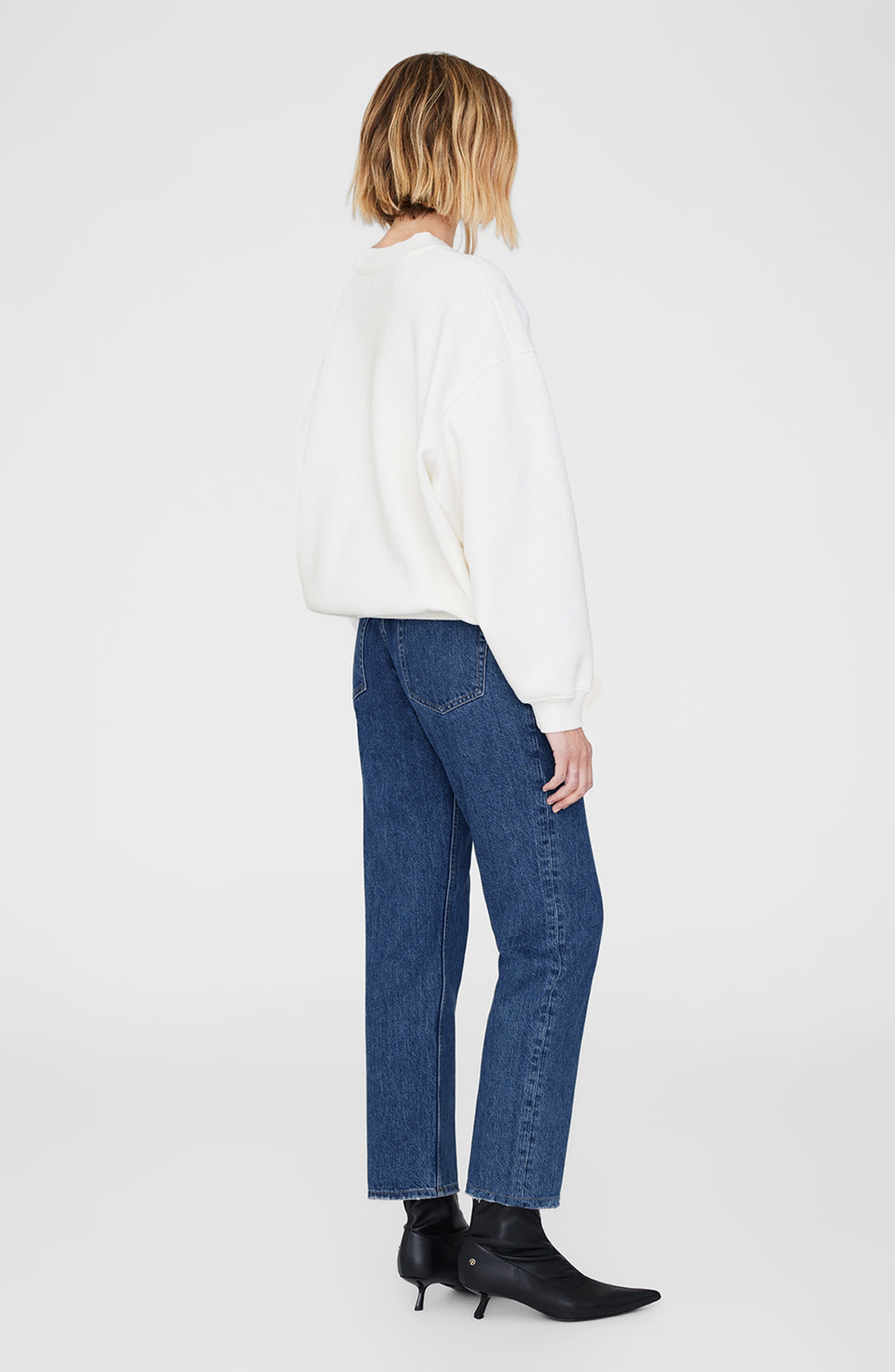 ANINE BING Jaci Monogram Sweatshirt in Ivory at Nordstrom - 2