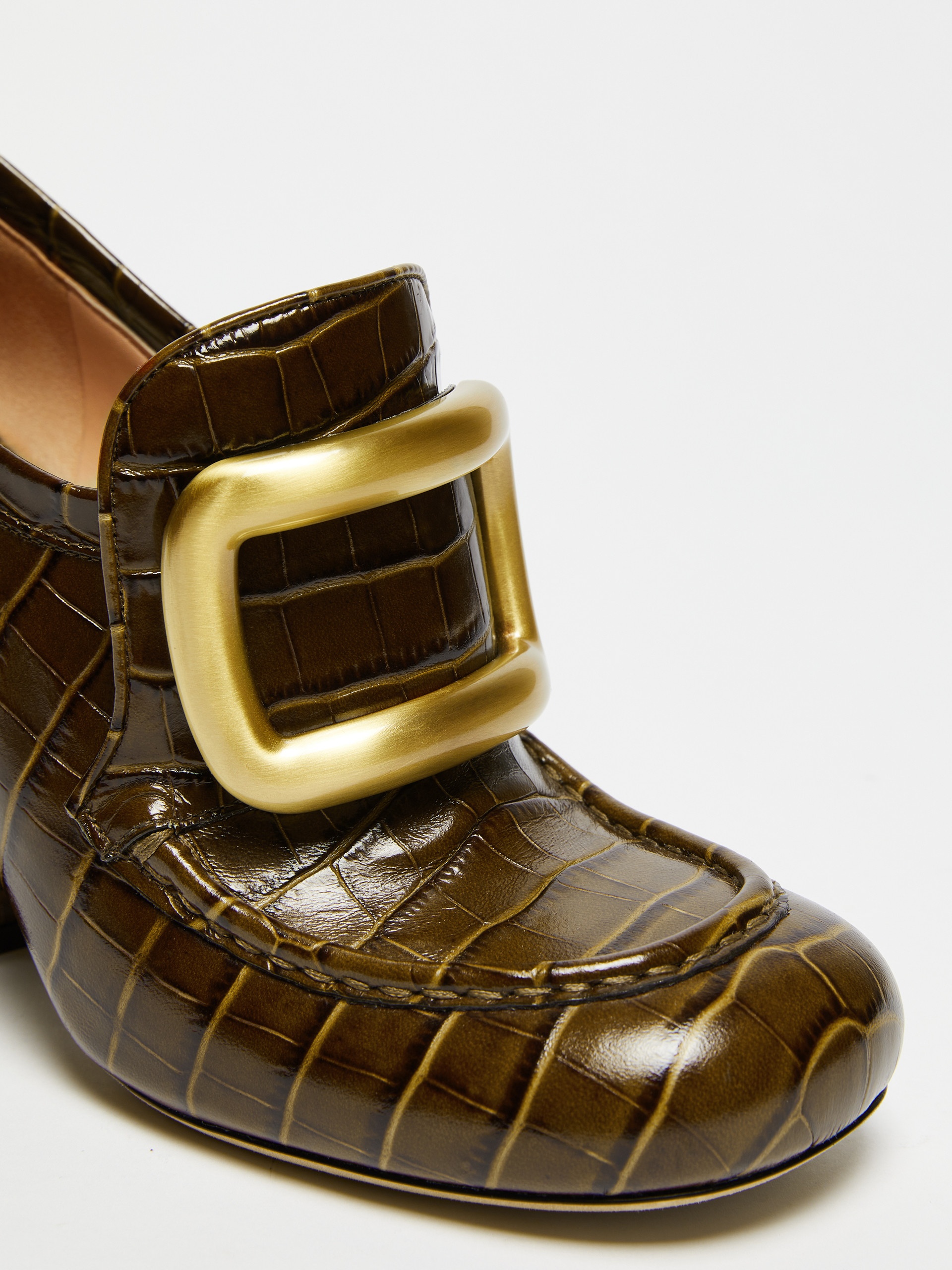 OLIATO Crocodile-embossed leather loafer with heel - 4