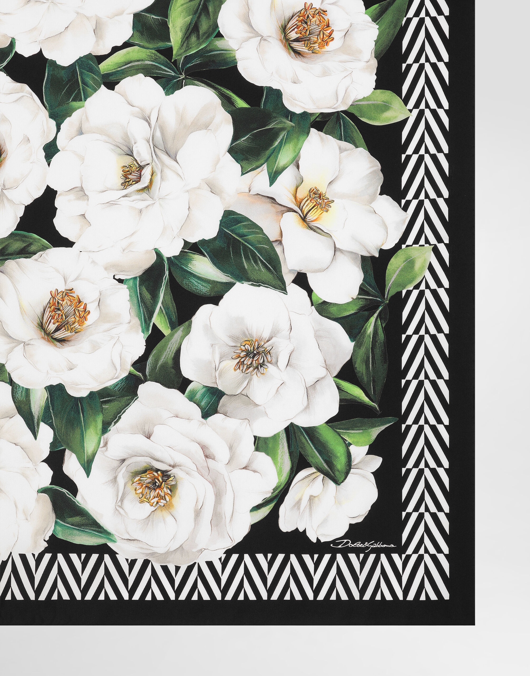 Gardenia-print silk twill foulard (90x90) - 2