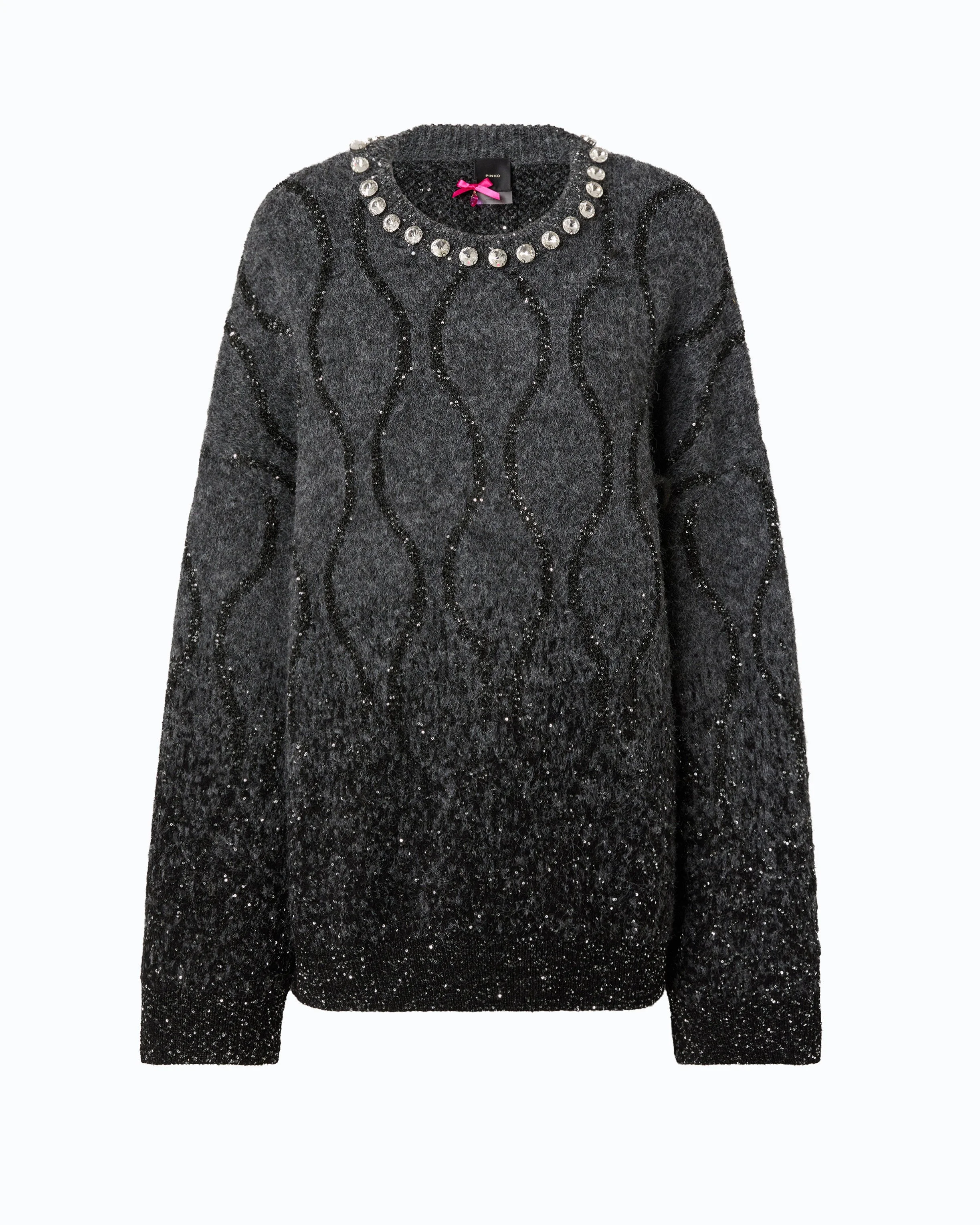 SWEATER WITH JEWEL COLLAR AND MICRO SEQUINS - 1