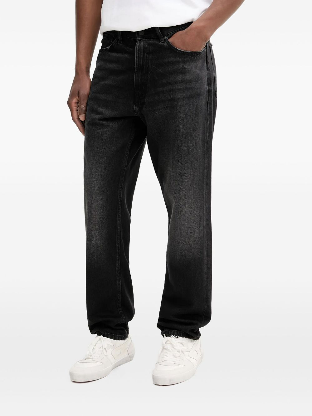 logo-patch cotton jeans - 1