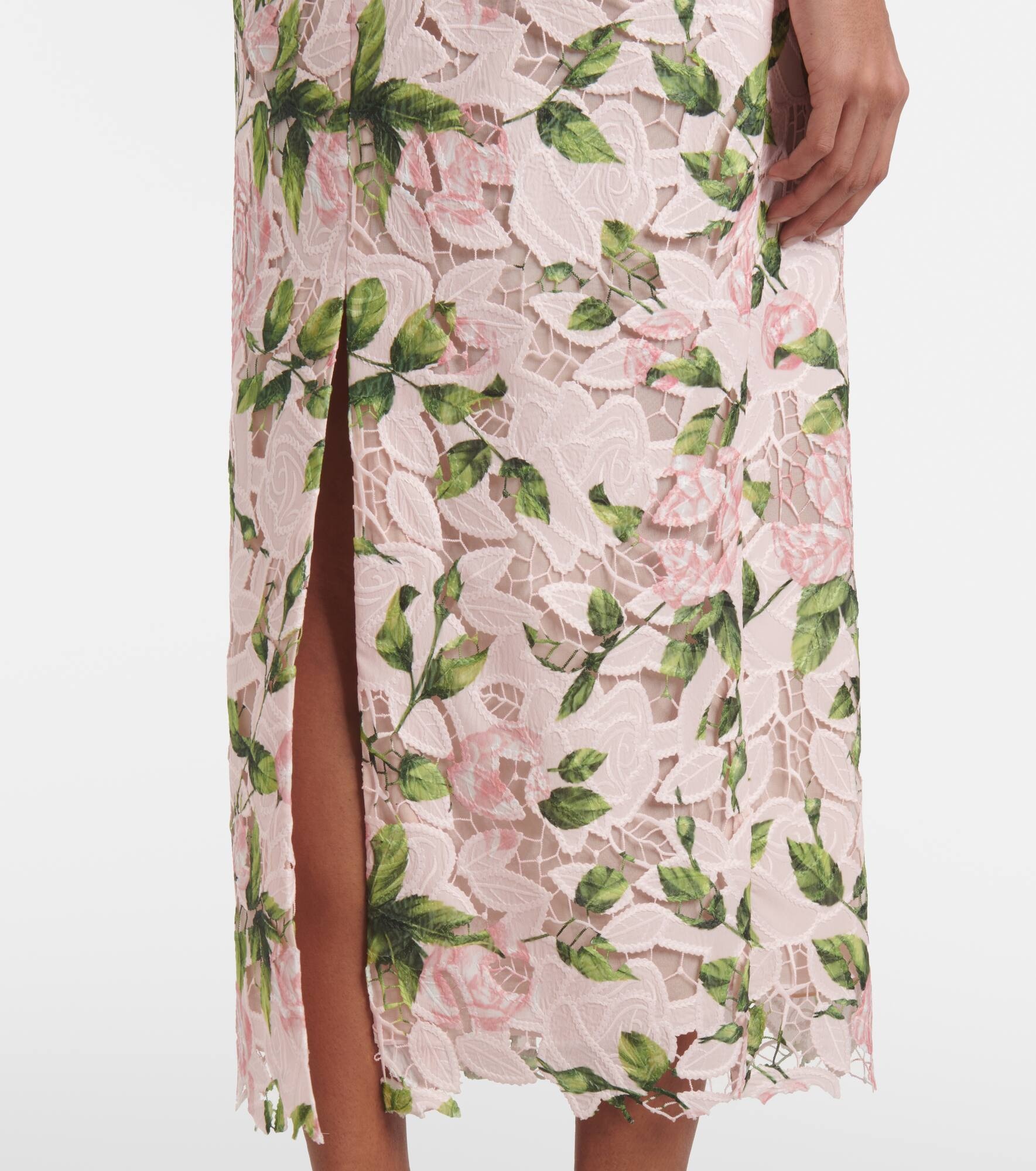 Floral guipure lace maxi dress - 6