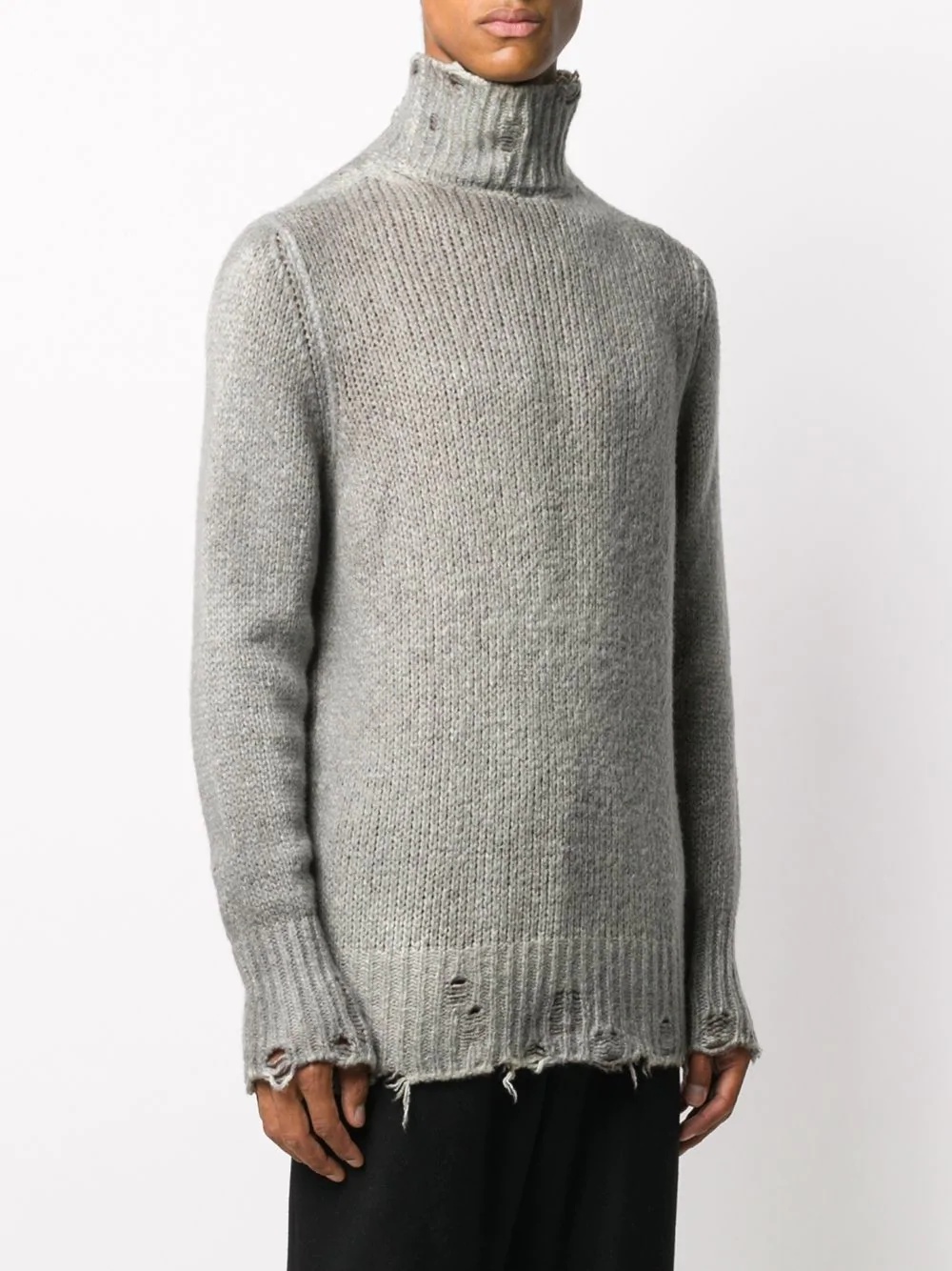 distressed roll-neck jumper  - 3