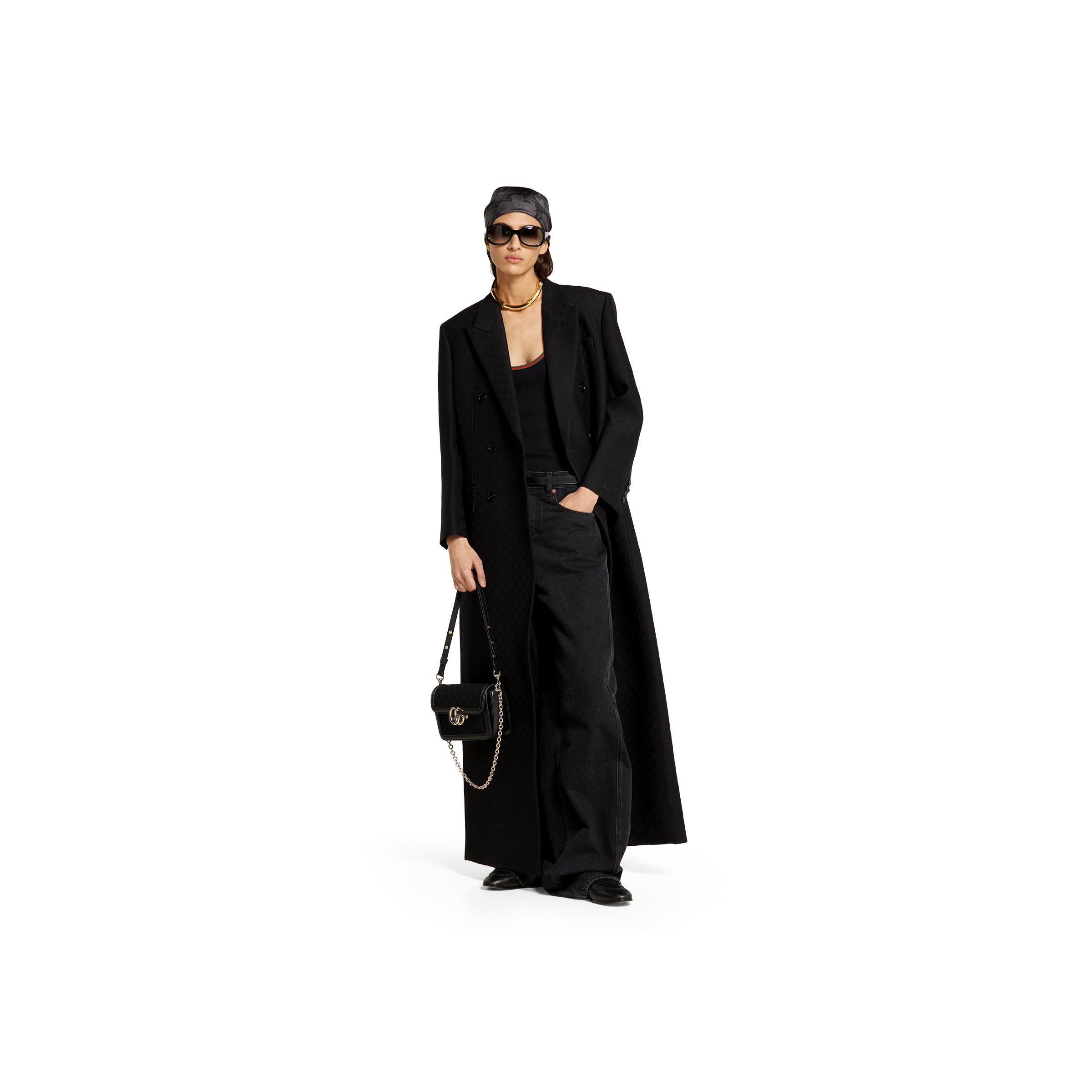 GG silk wool crêpe double-breasted coat - 2