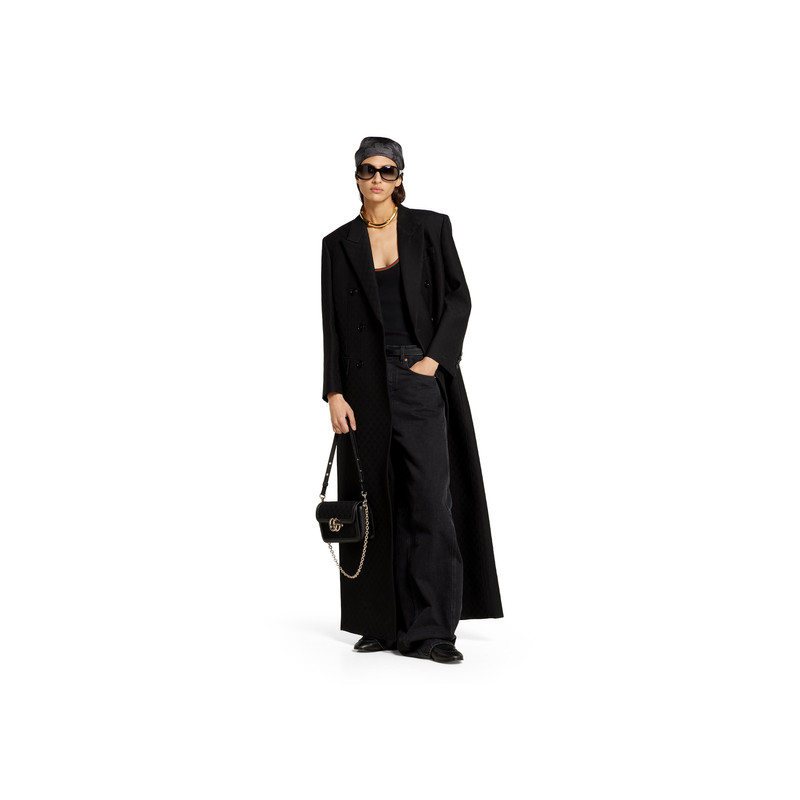 GUCCI GG silk wool crêpe double-breasted coat outlook