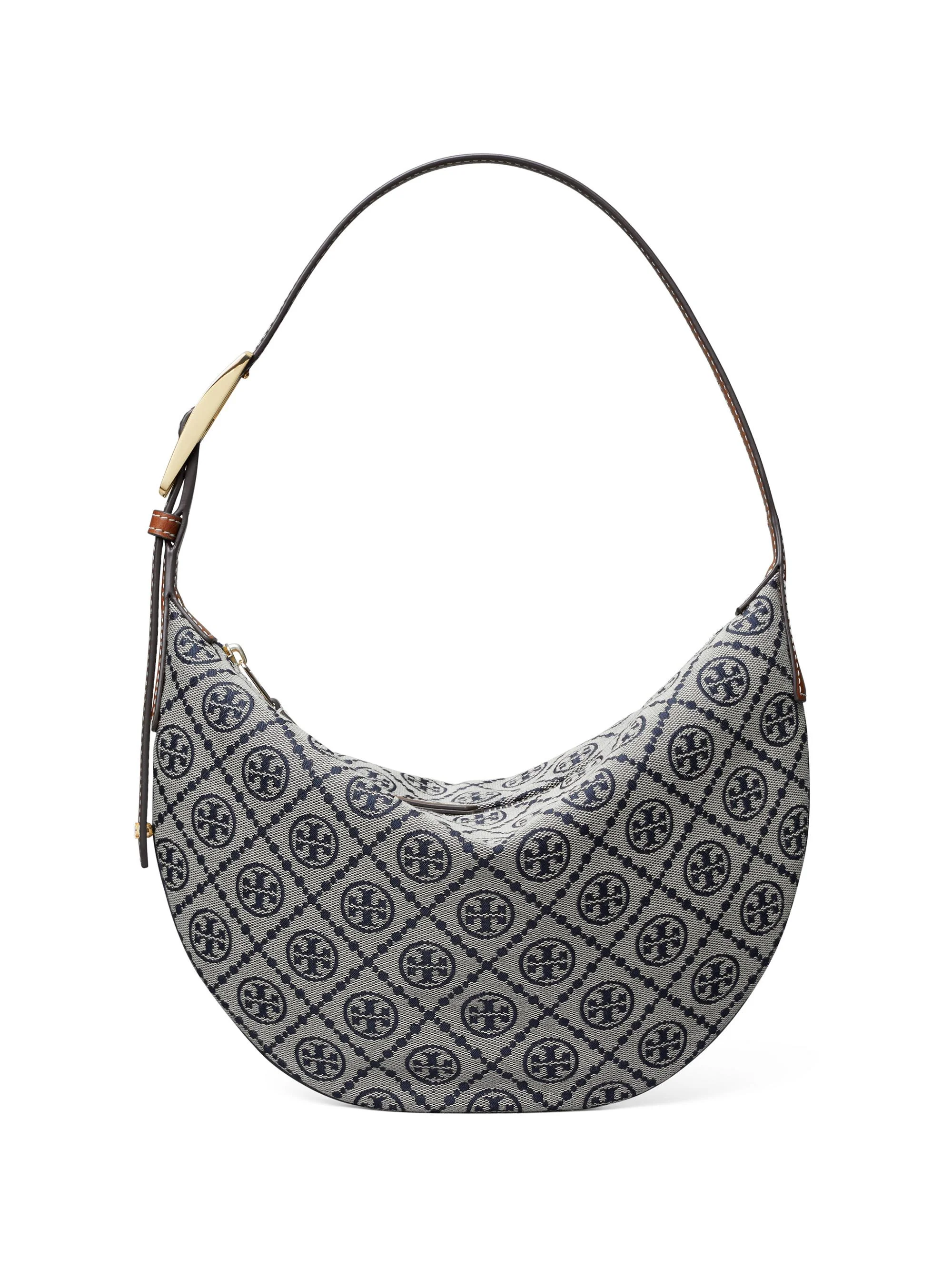 Women's T Monogram Printed Hobo Bag - Tory Navy - 1