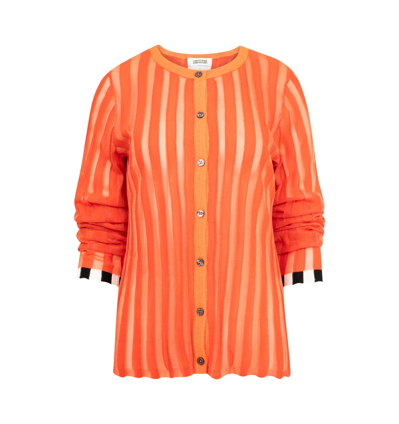 PLEATED CARDIGAN WITH ALPACA TRIM - 1