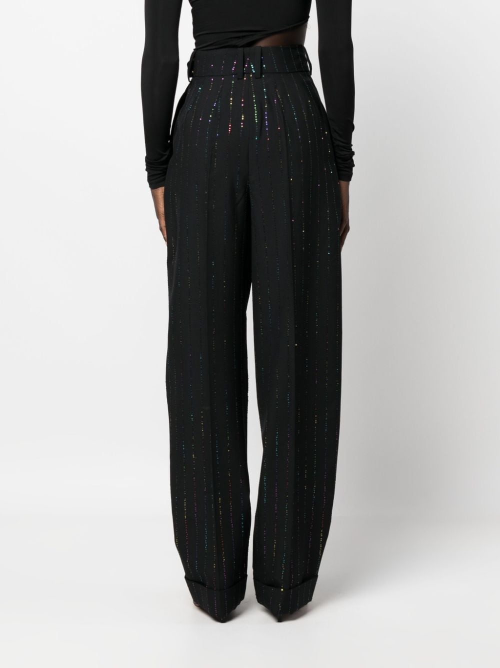 high-waist paillette-embellished trousers - 4