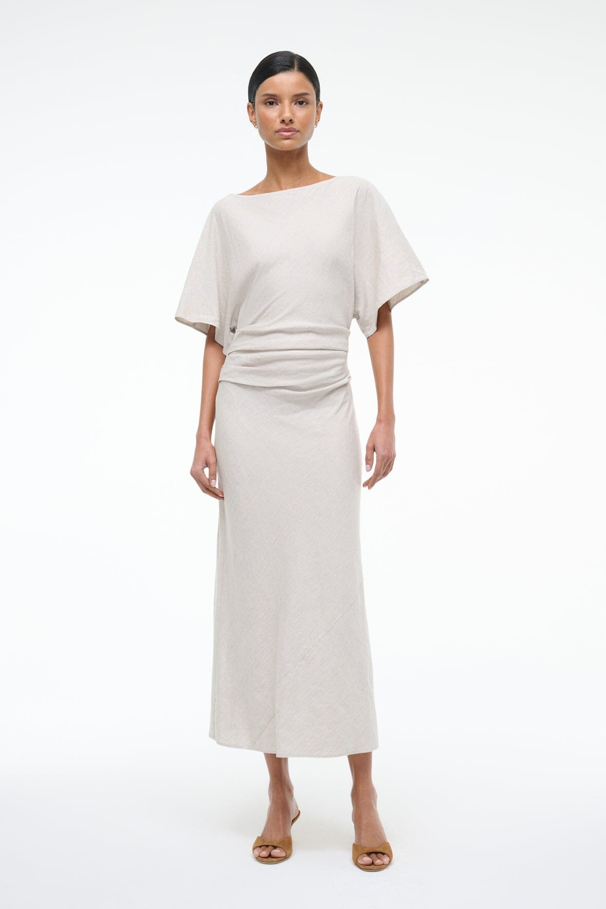 STAUD AMELIE LINEN DRESS NATURAL - 4