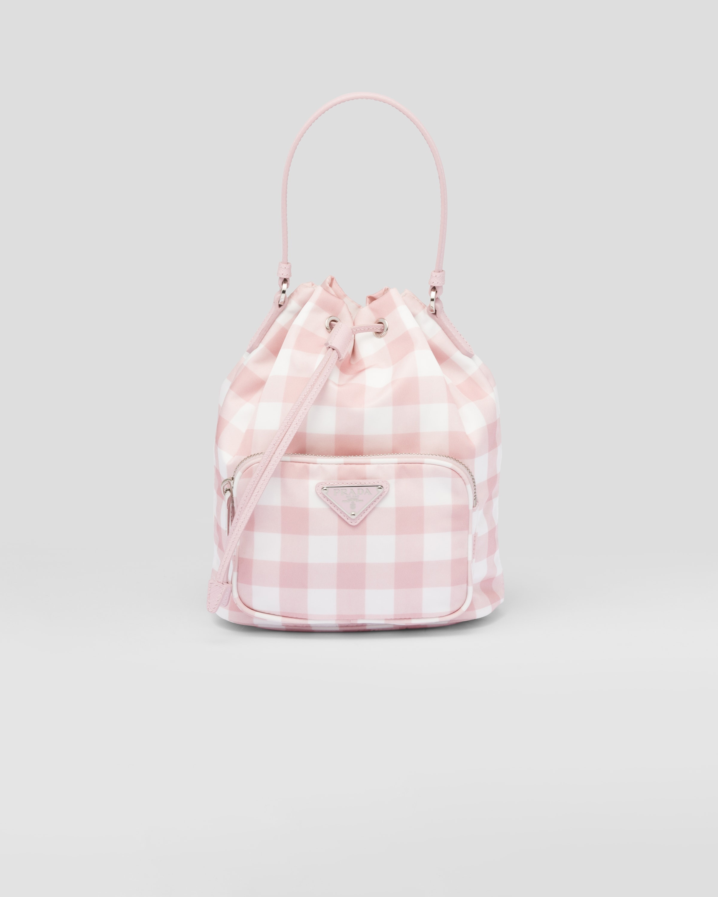 Prada Logo Bucket Bag in Pink