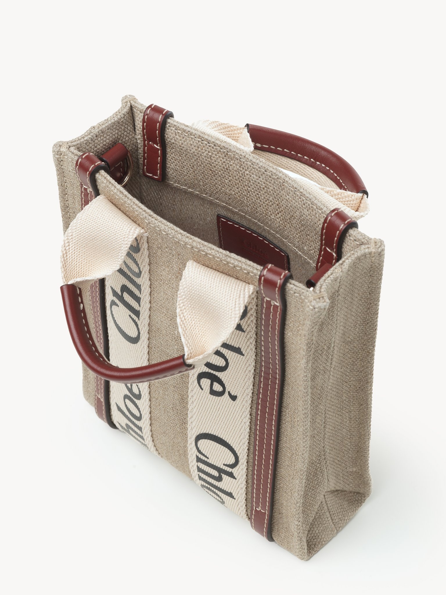 MINI WOODY NORTH SOUTH TOTE BAG IN LINEN - 5