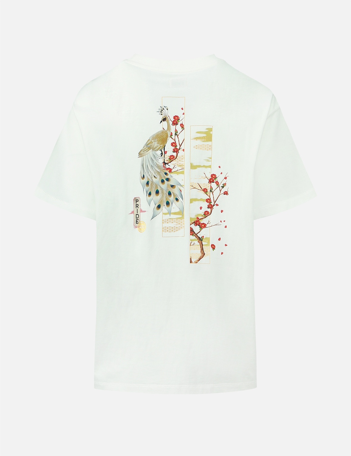 PEACOCK AND TSUBAKI PRINT BOYFRIEND T-SHIRT - 2