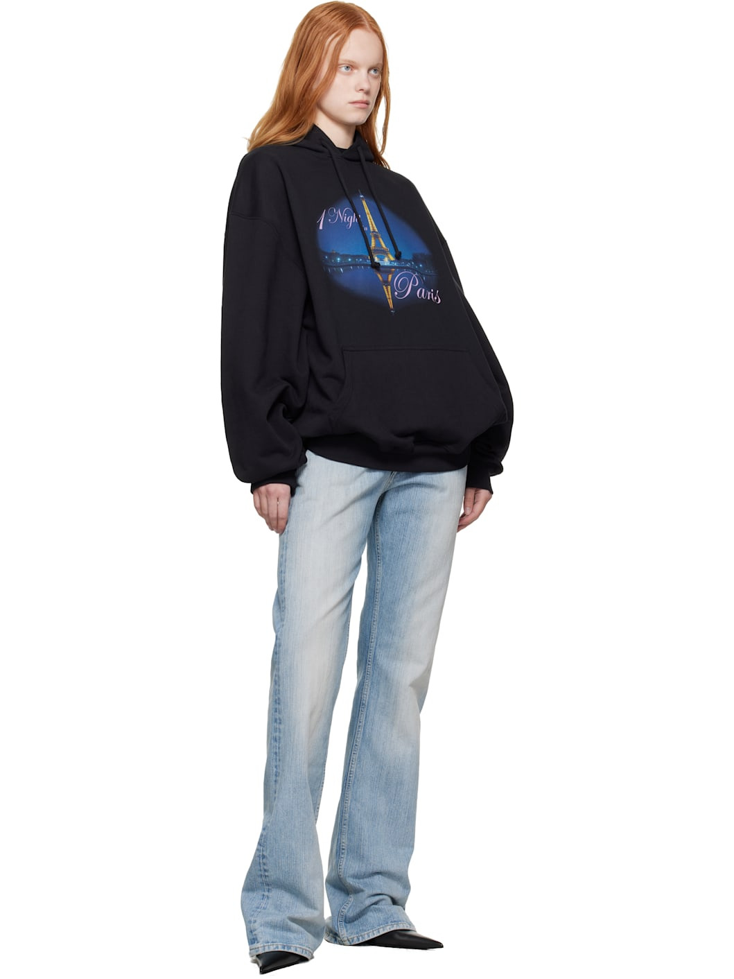 Black 'Night In Paris' Oversized Hoodie - 4